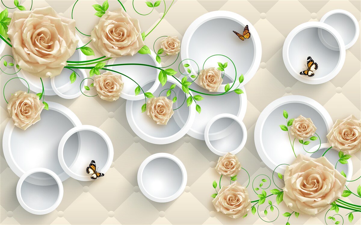 Fototapeta kruhy so vzormi ruží