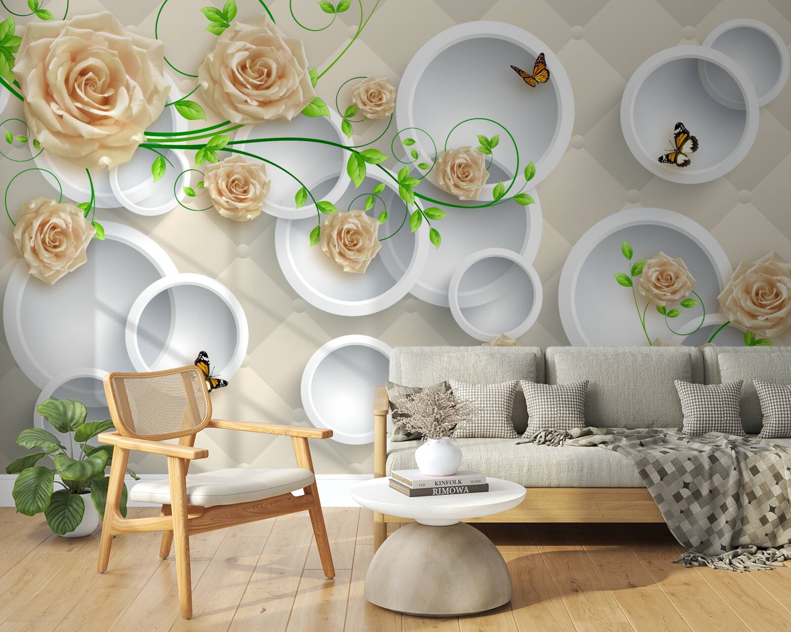 Fototapeta kruhy so vzormi ruží