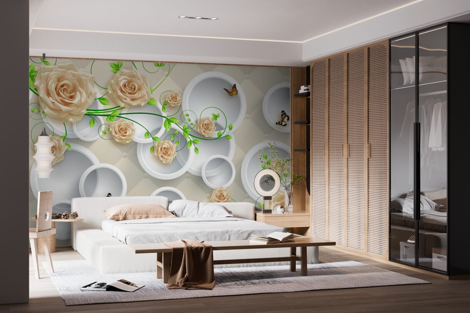 Fototapeta kruhy so vzormi ruží