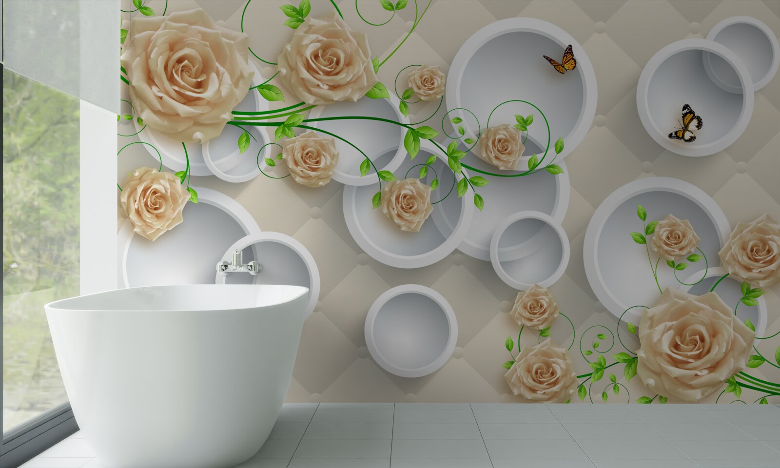 Fototapeta kruhy so vzormi ruží