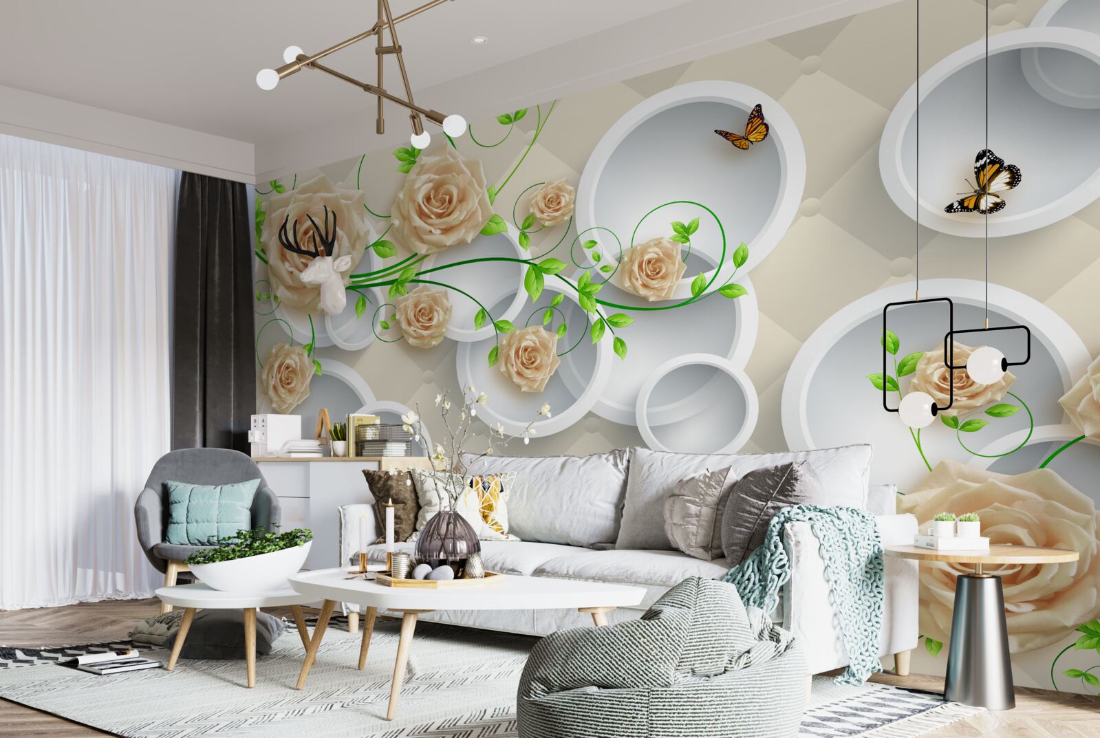 Fototapeta kruhy so vzormi ruží