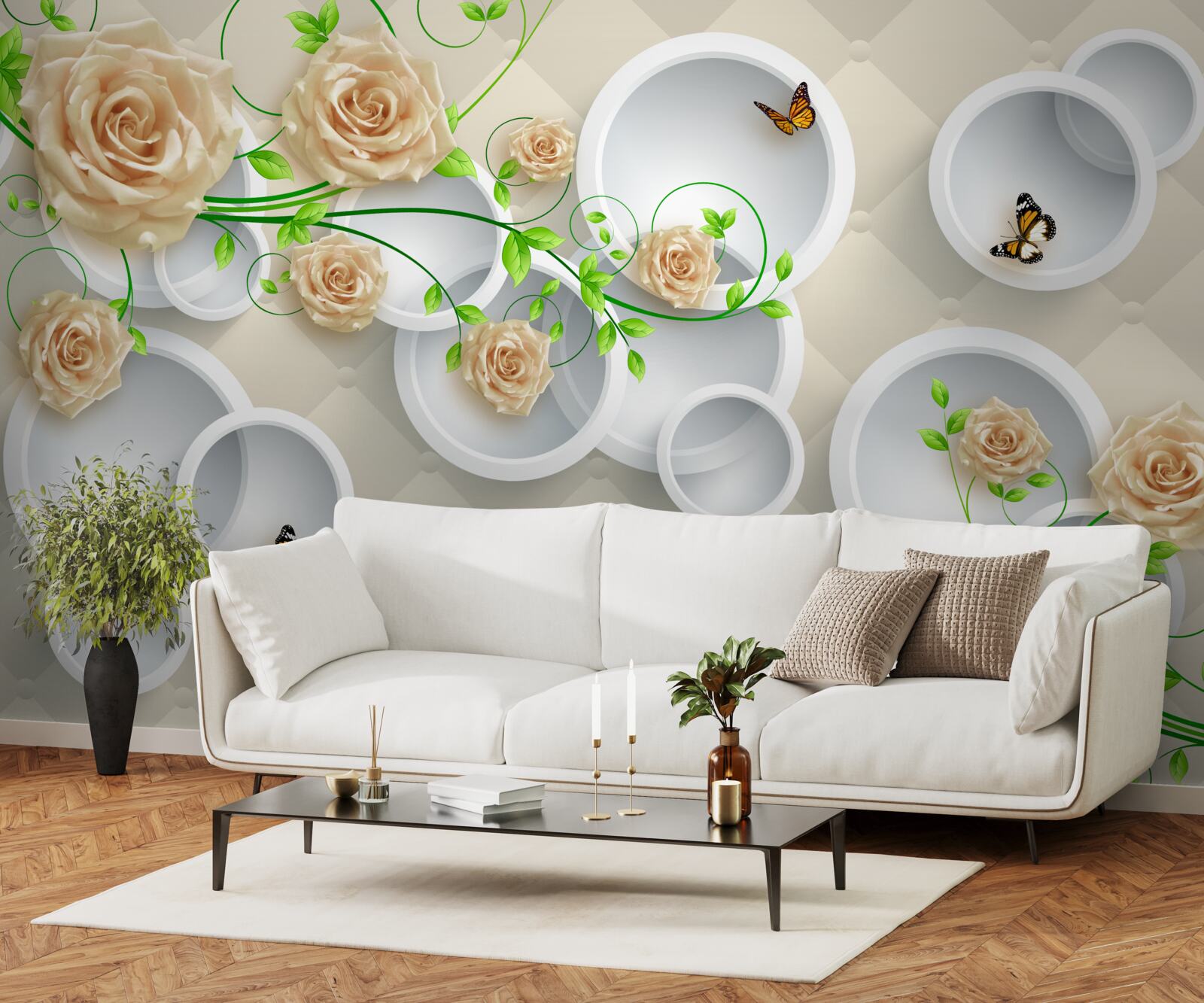 Fototapeta kruhy so vzormi ruží