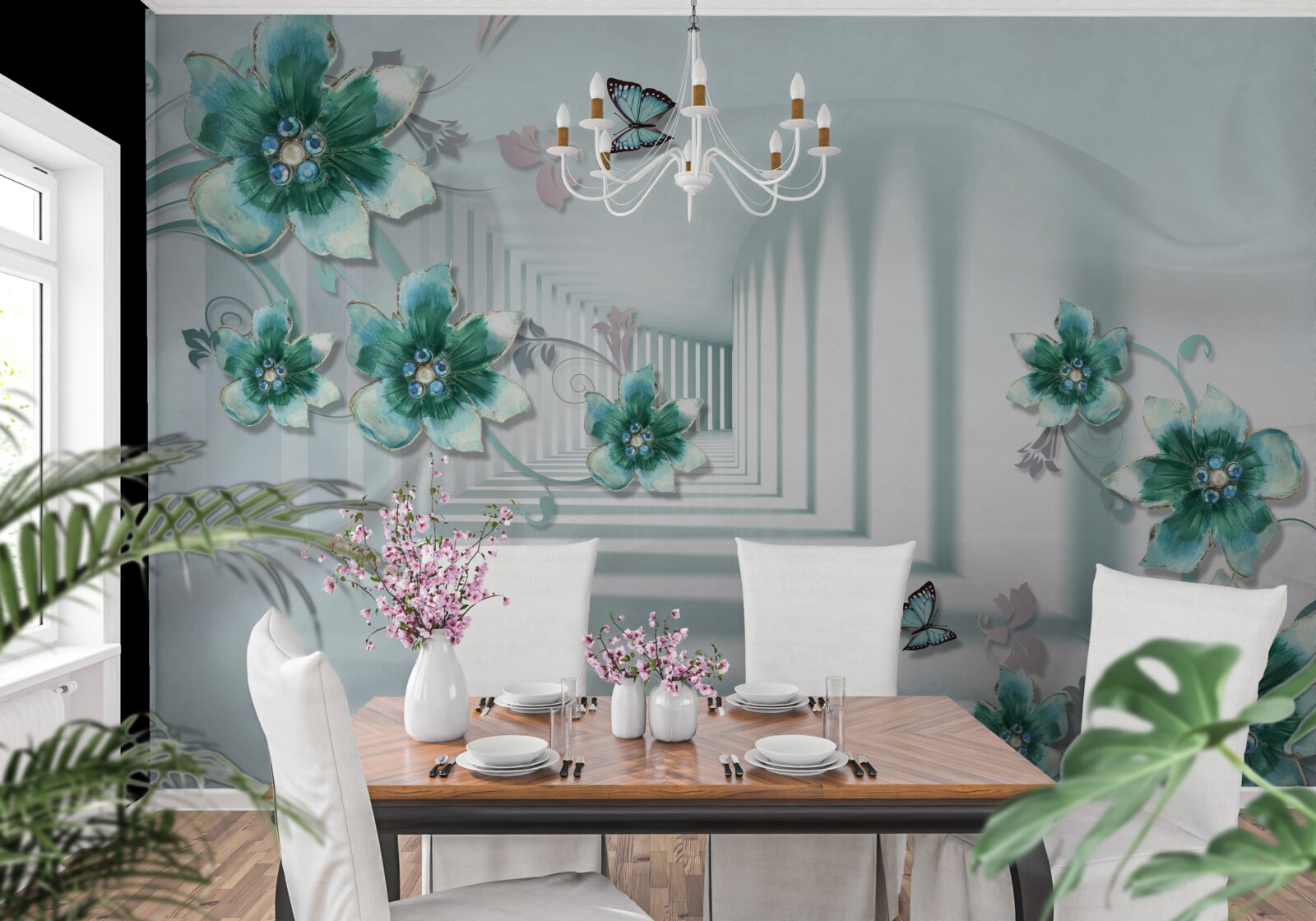 Fototapeta trojrozmerný tunel so zelenou vegetáciou