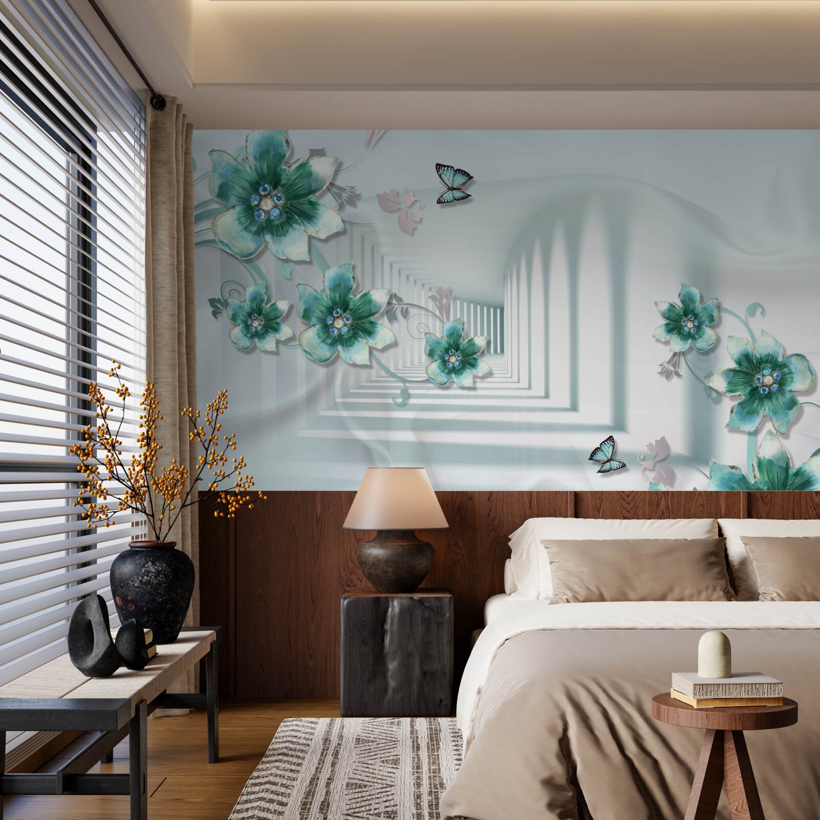 Fototapeta trojrozmerný tunel so zelenou vegetáciou