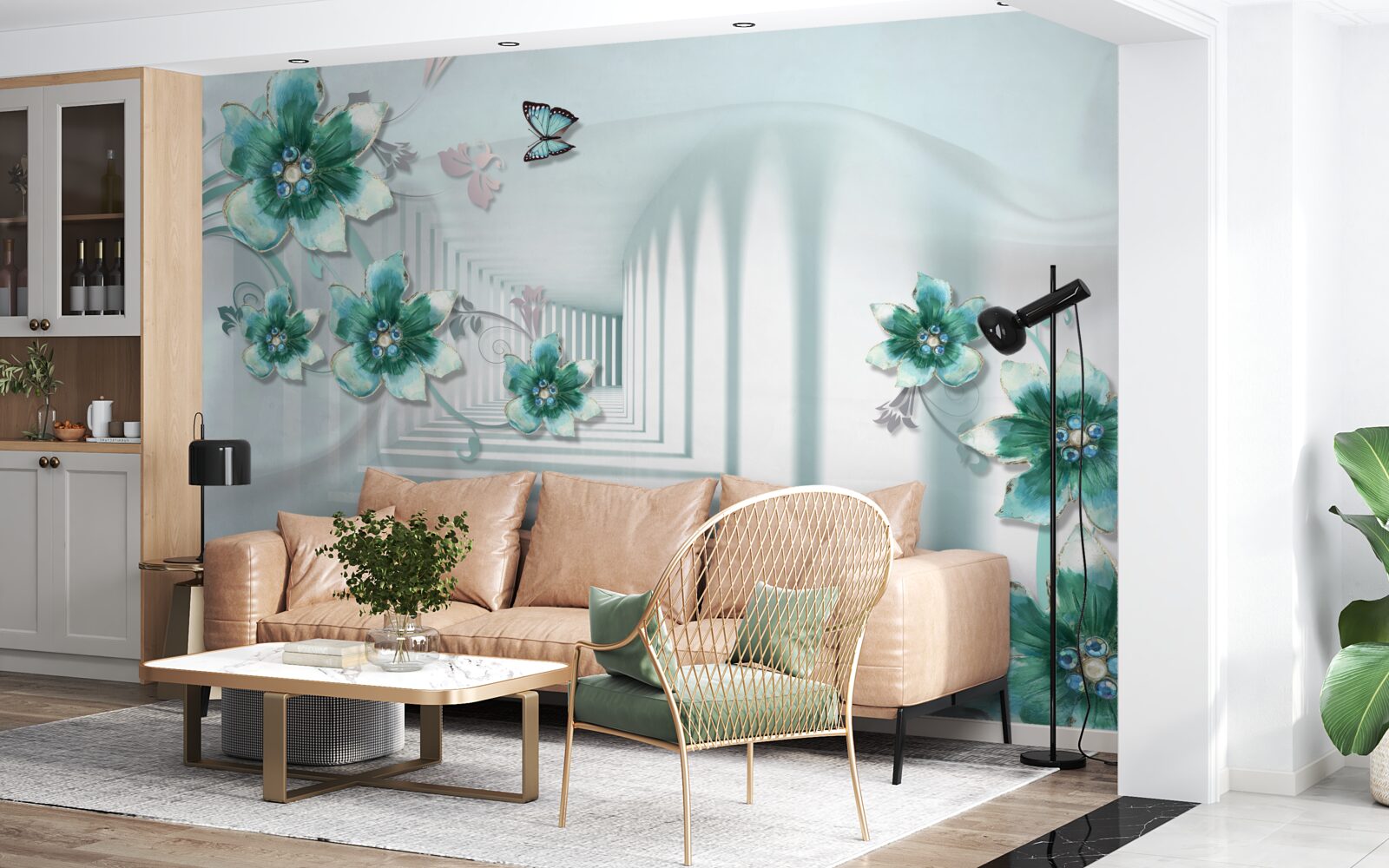 Fototapeta trojrozmerný tunel so zelenou vegetáciou