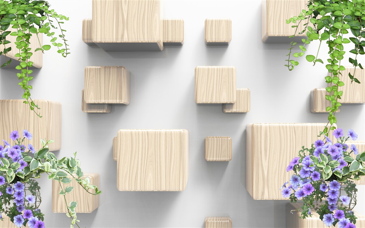 Fototapeta levitujúce kocky vyrobené z dreva