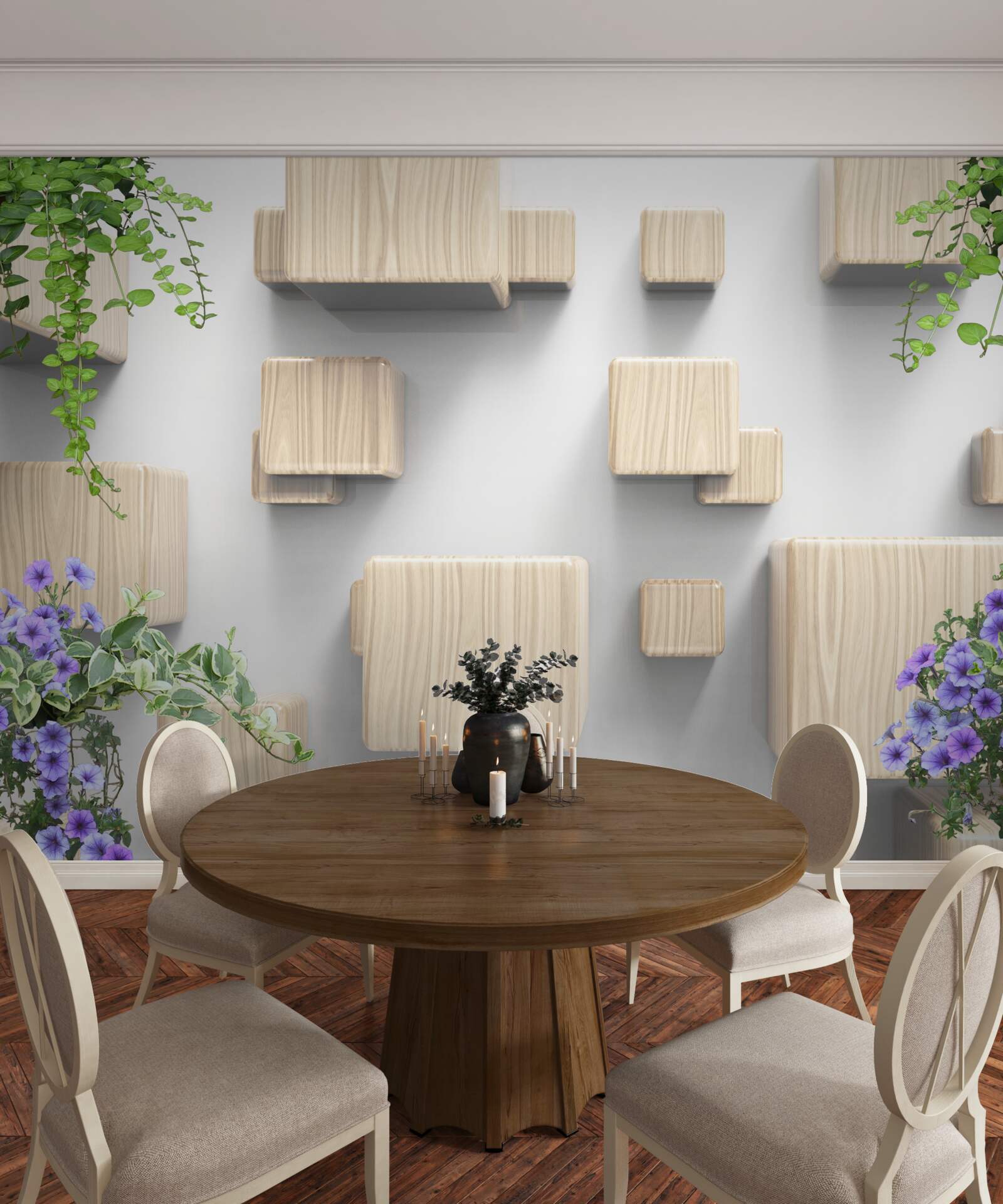 Fototapeta levitujúce kocky vyrobené z dreva