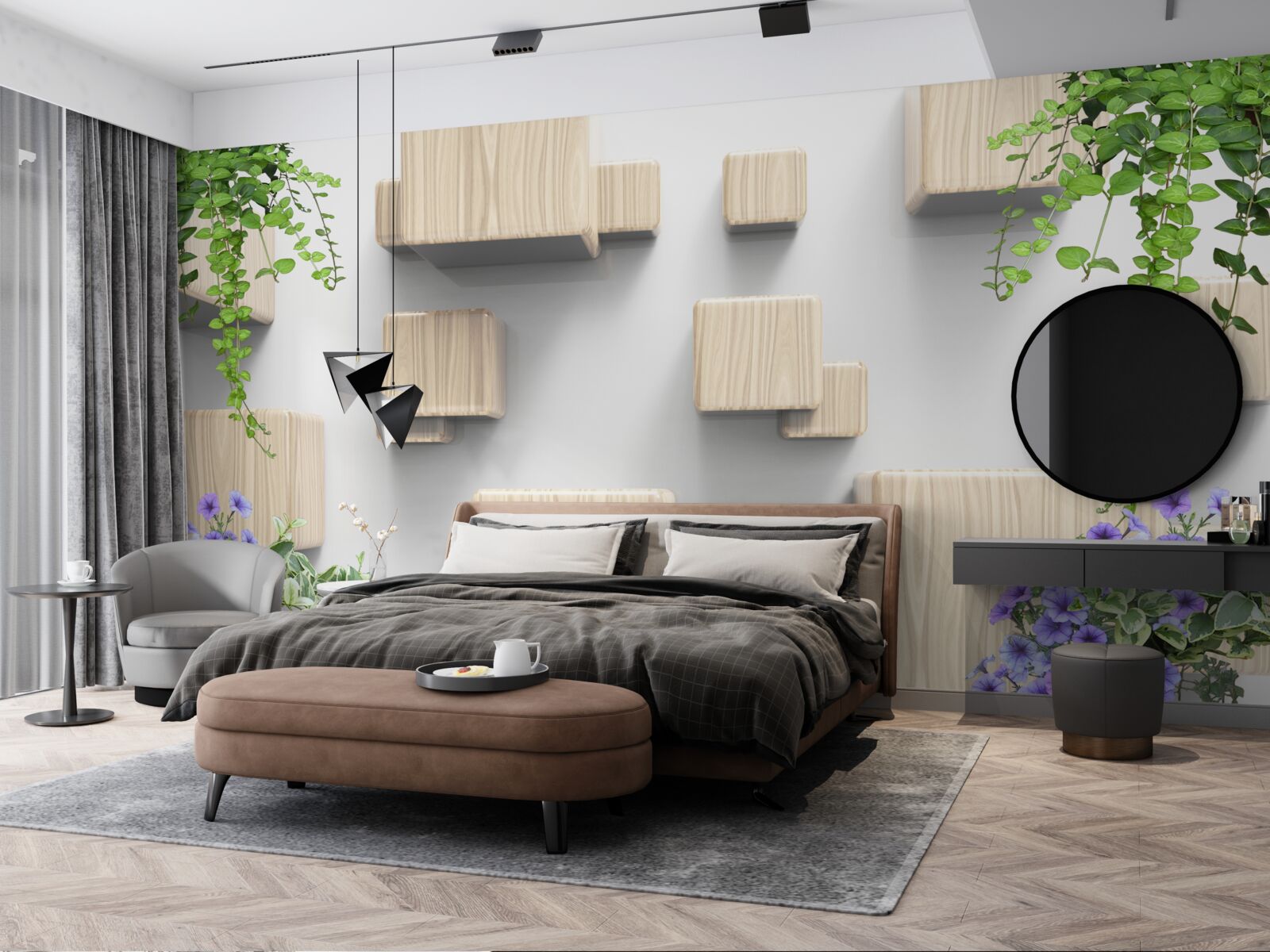 Fototapeta levitujúce kocky vyrobené z dreva