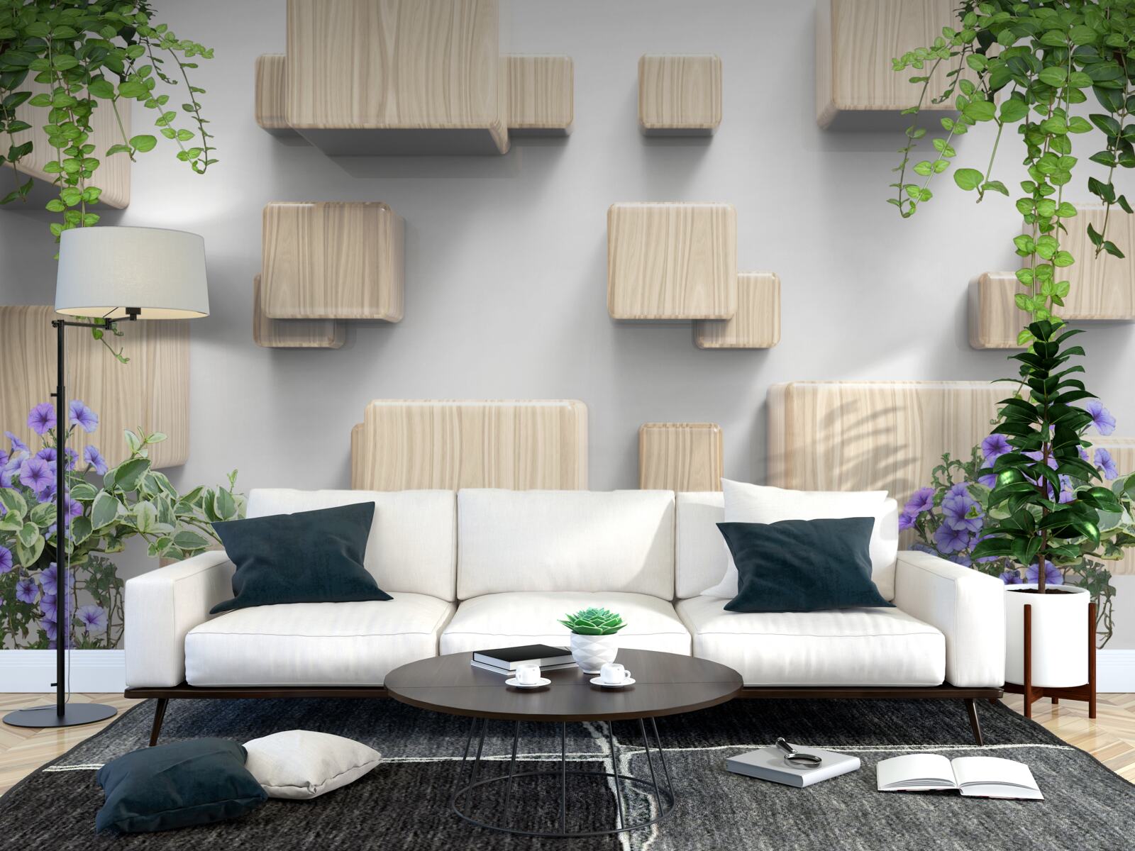 Fototapeta levitujúce kocky vyrobené z dreva