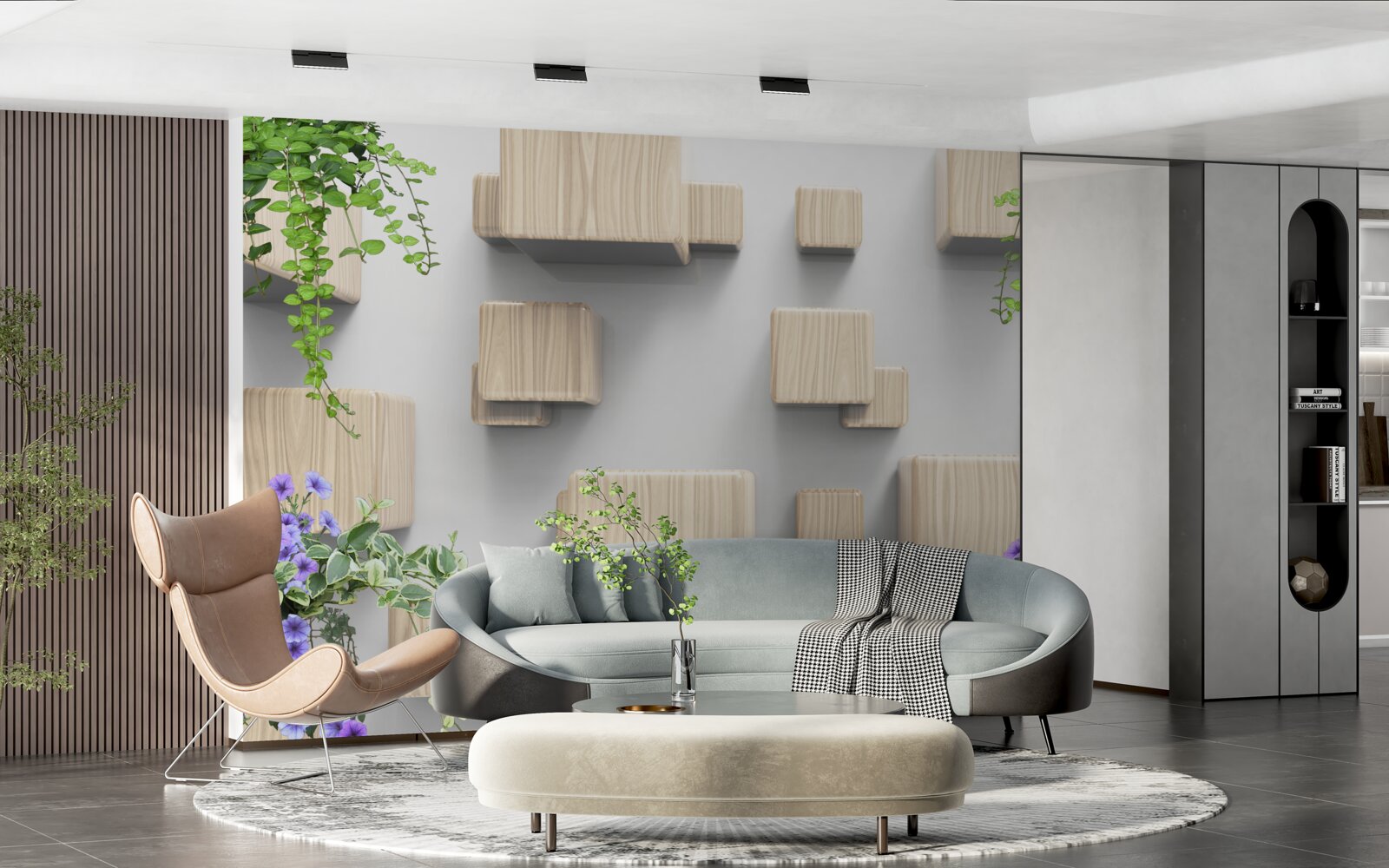 Fototapeta levitujúce kocky vyrobené z dreva