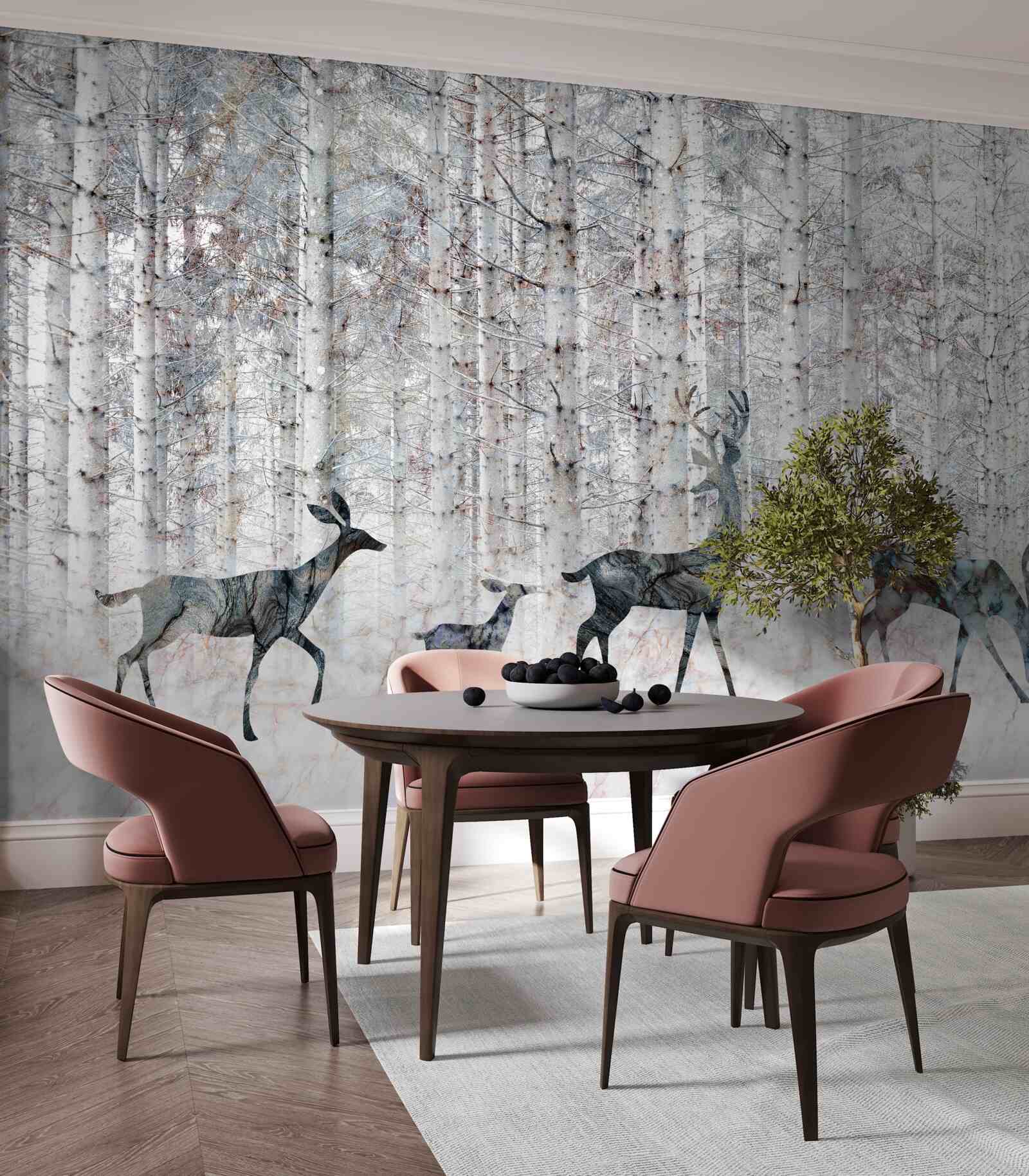 Fototapeta jeleň v zimnom lese