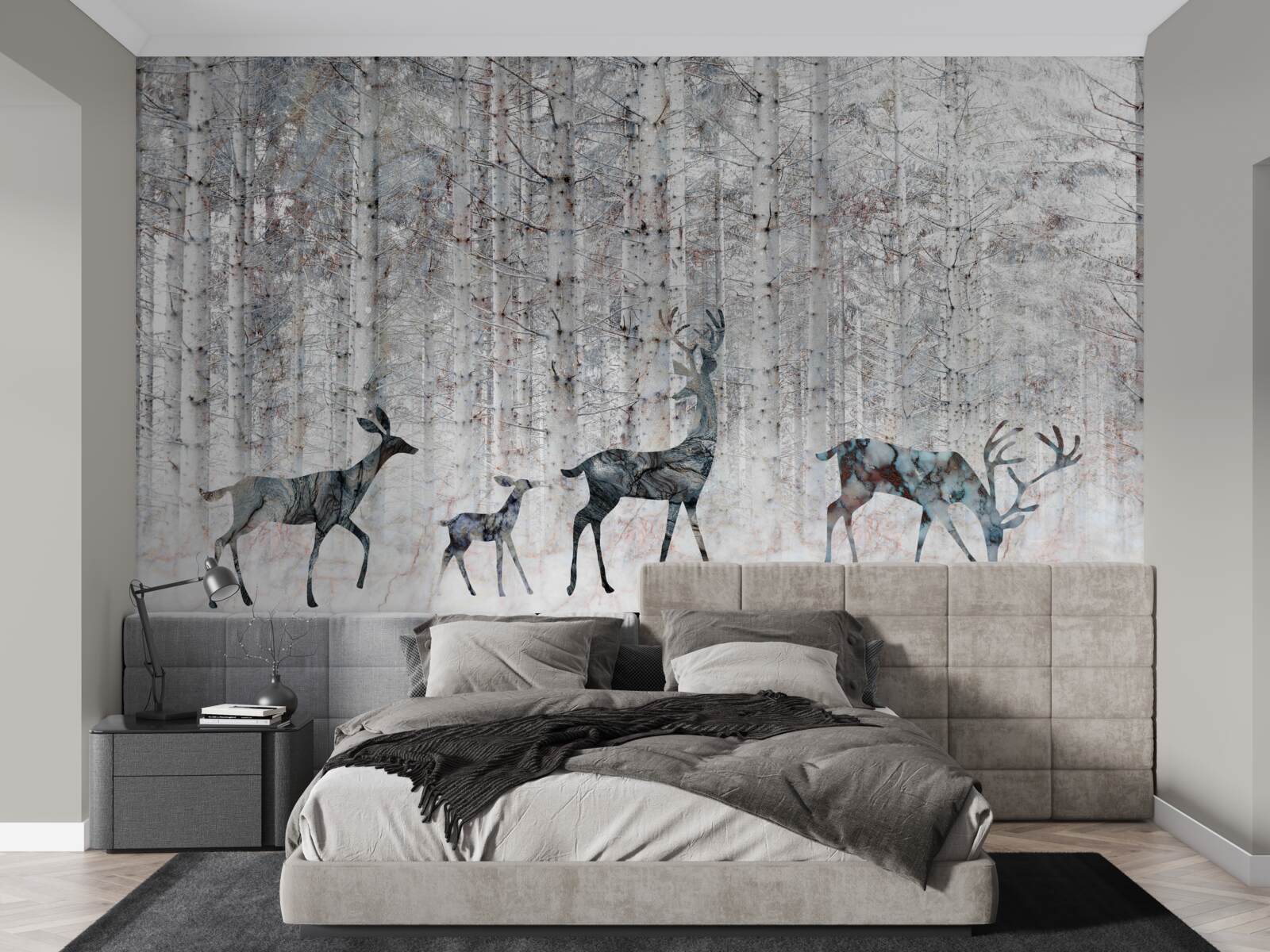 Fototapeta jeleň v zimnom lese