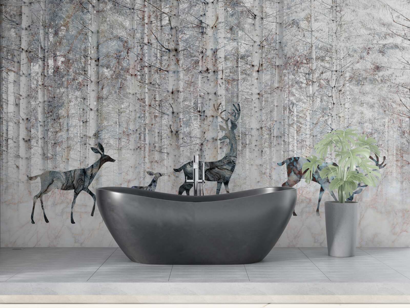 Fototapeta jeleň v zimnom lese