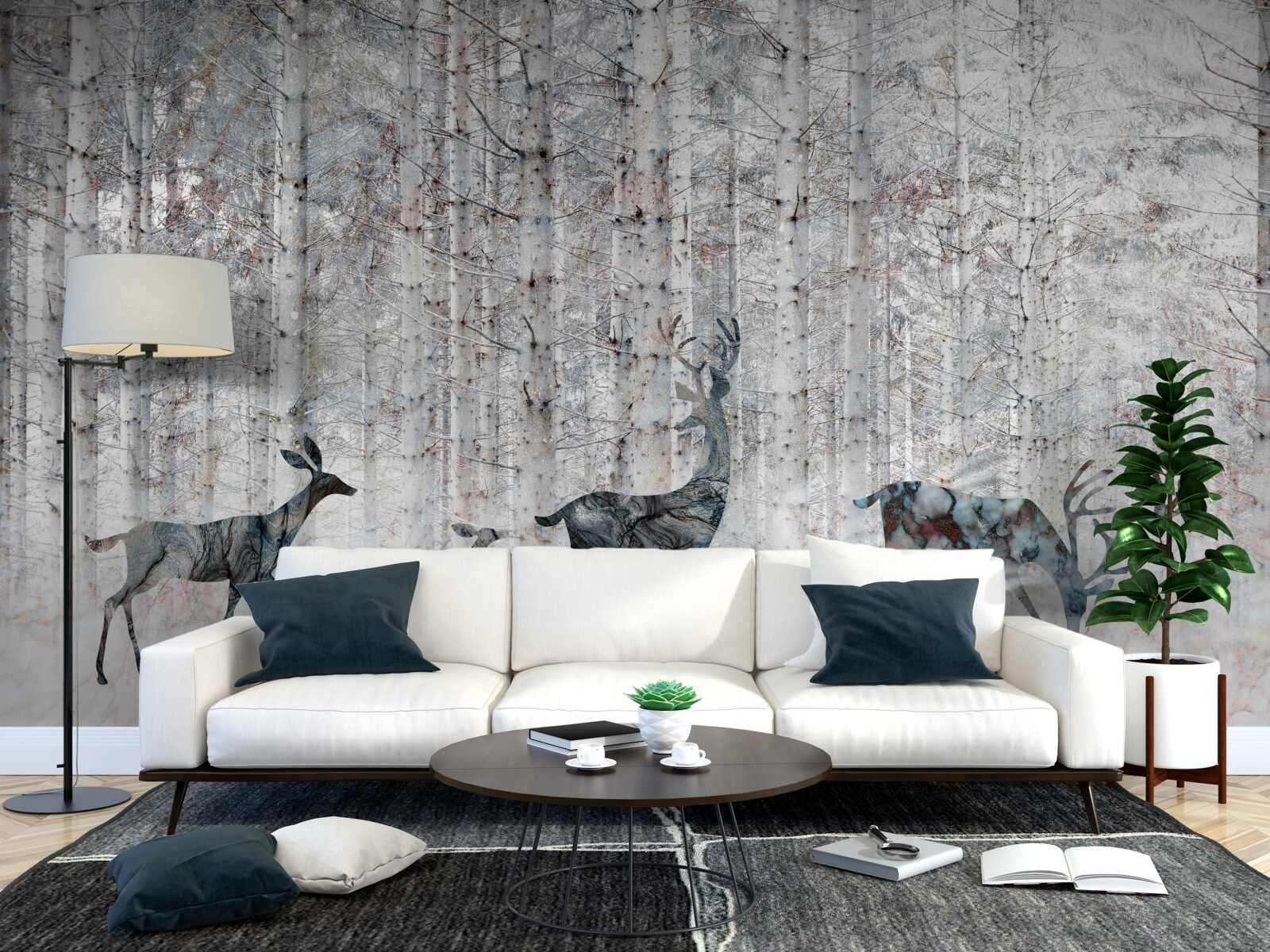 Fototapeta jeleň v zimnom lese