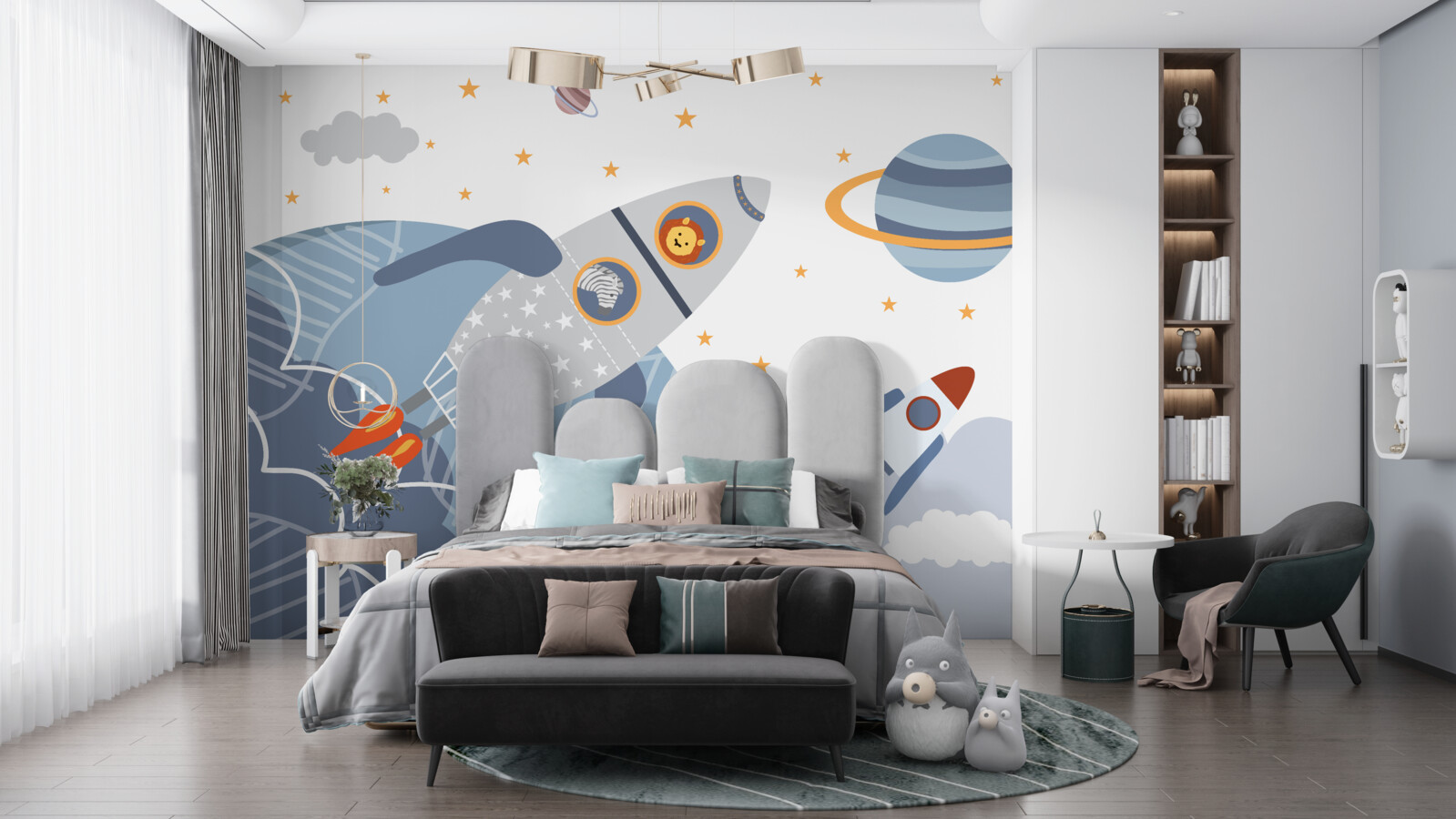 Fototapeta zebra a lev letia na rakete