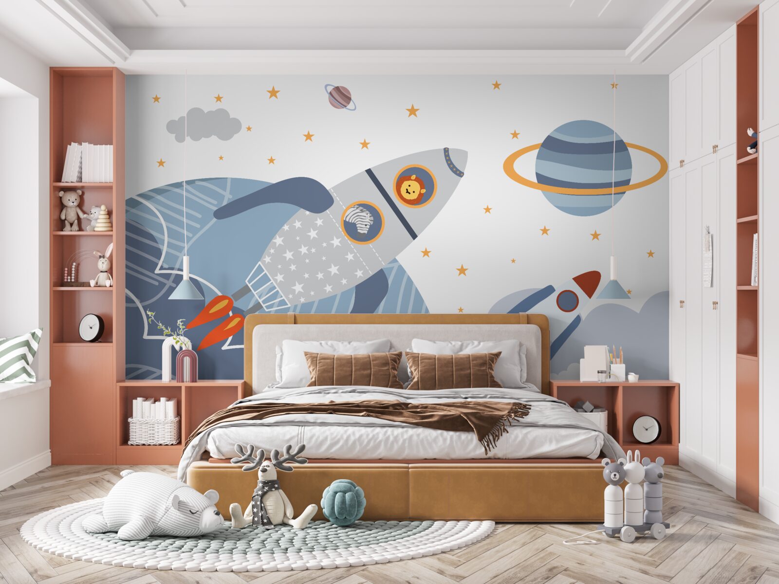 Fototapeta zebra a lev letia na rakete