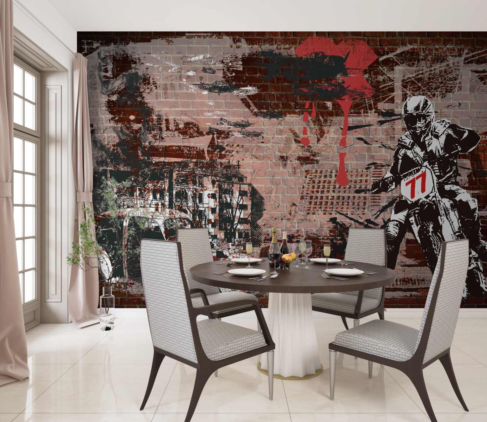 Fototapeta cyklista na motorke