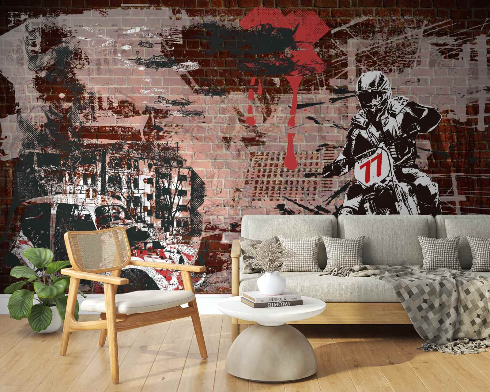 Fototapeta cyklista na motorke