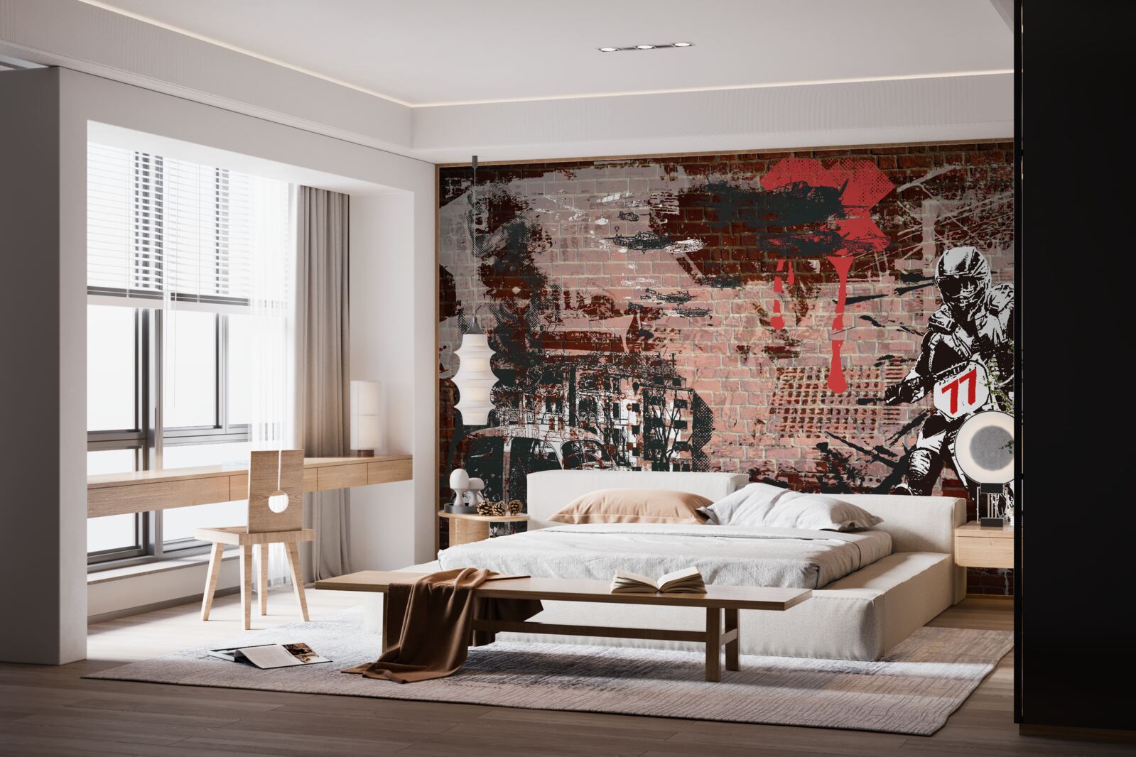 Fototapeta cyklista na motorke