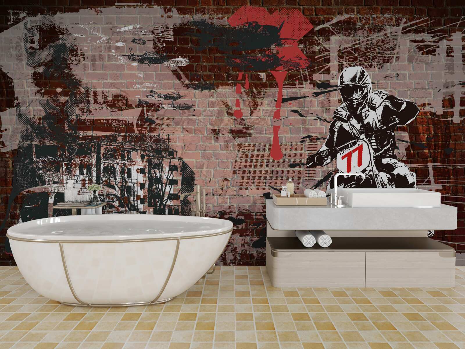 Fototapeta cyklista na motorke