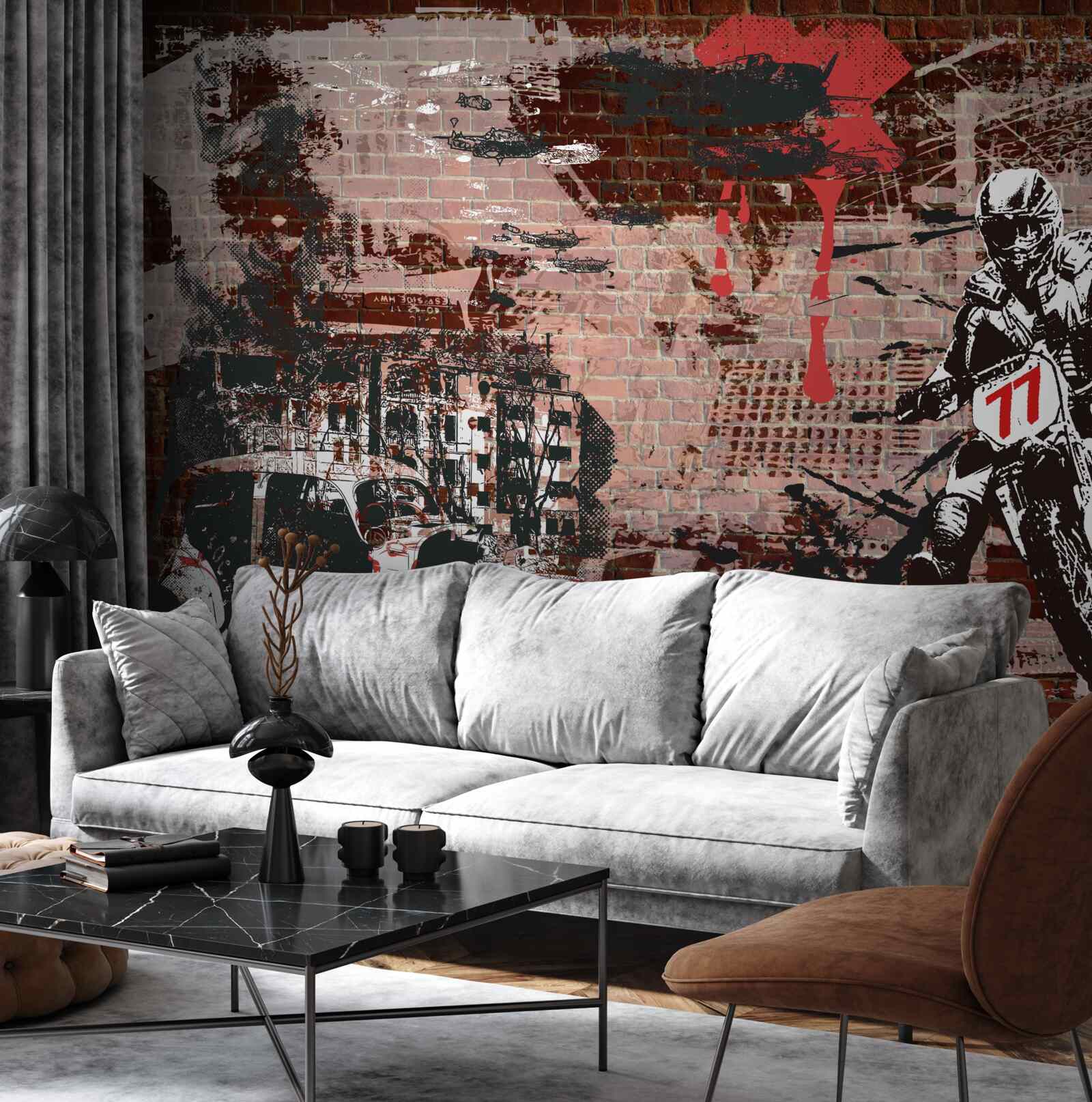 Fototapeta cyklista na motorke