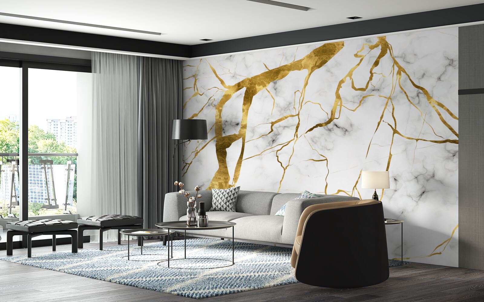 Fototapeta Blesky osvetľujú nočnú oblohu