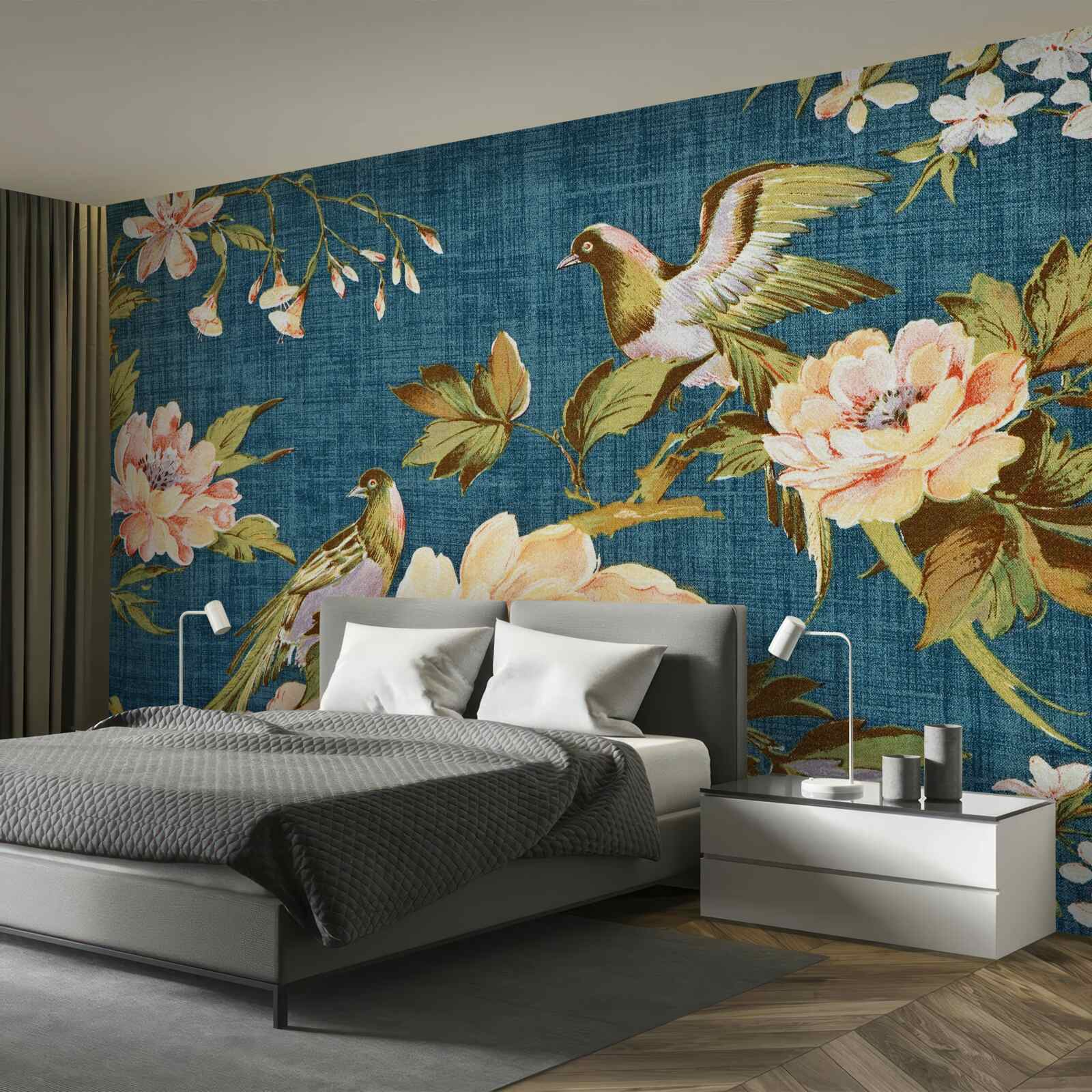 Fototapeta dva papagáje medzi ružami