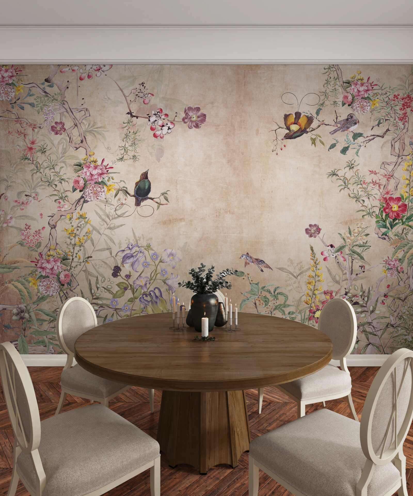 Fototapeta vtáky na kvitnúcich konároch