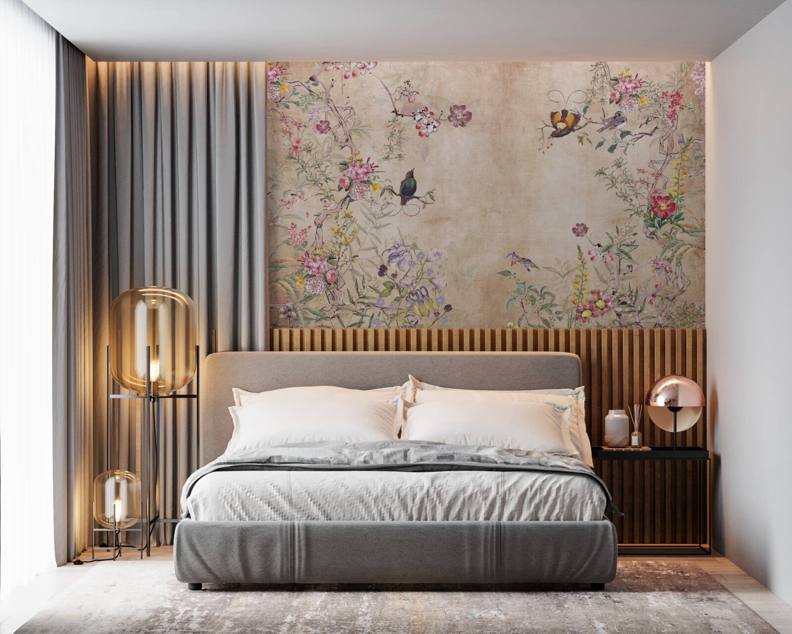 Fototapeta vtáky na kvitnúcich konároch