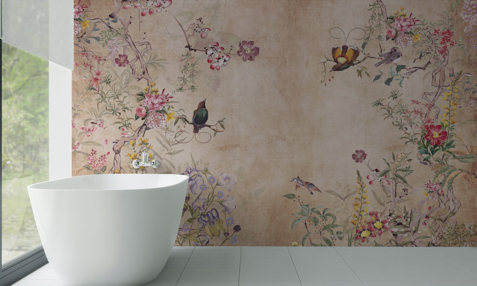 Fototapeta vtáky na kvitnúcich konároch