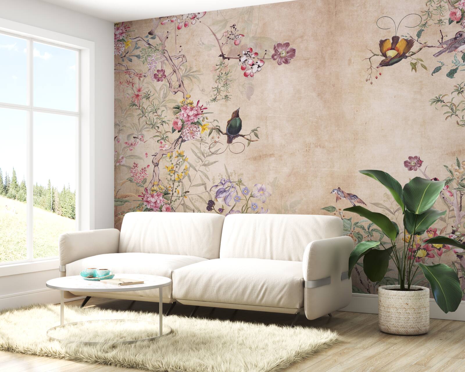 Fototapeta vtáky na kvitnúcich konároch