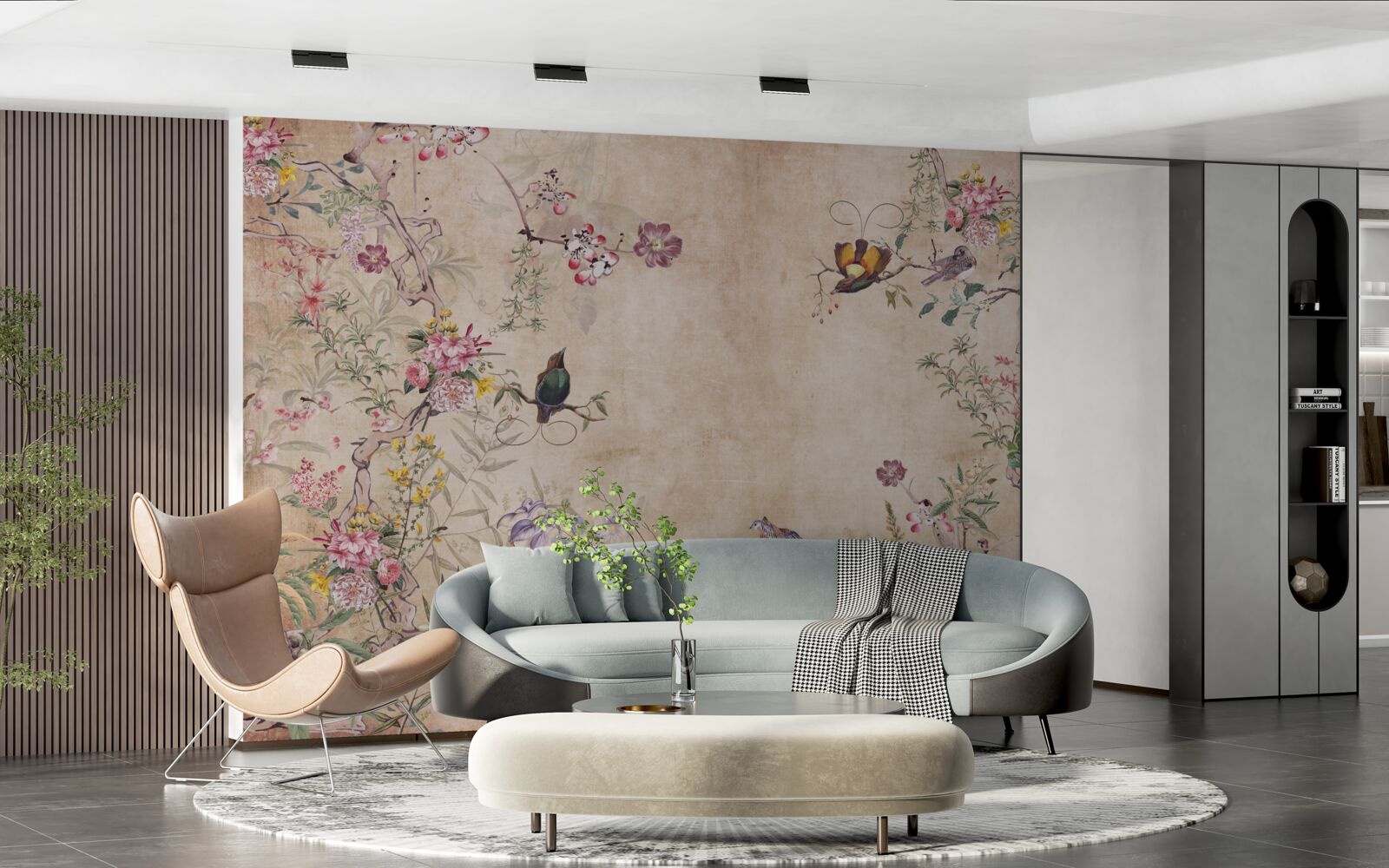 Fototapeta vtáky na kvitnúcich konároch