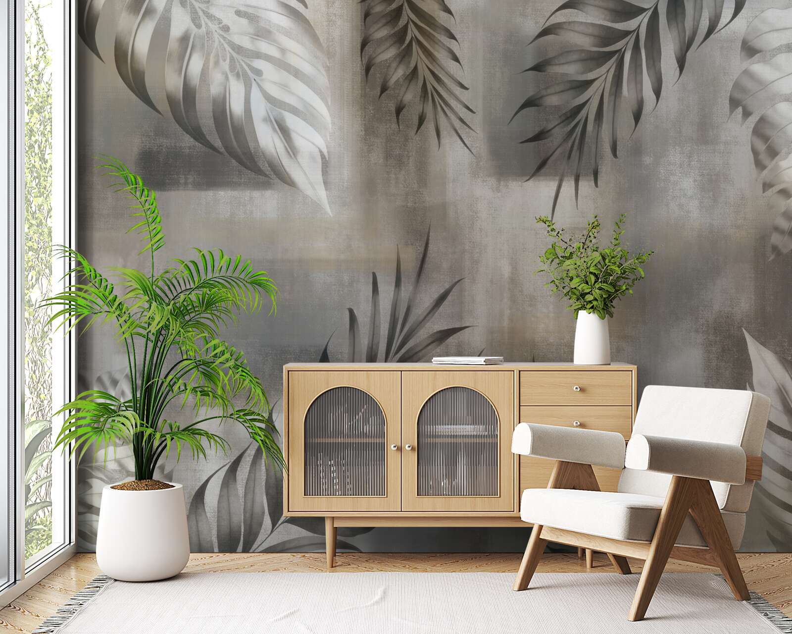 Fototapeta Monstera listy v čiernej a bielej