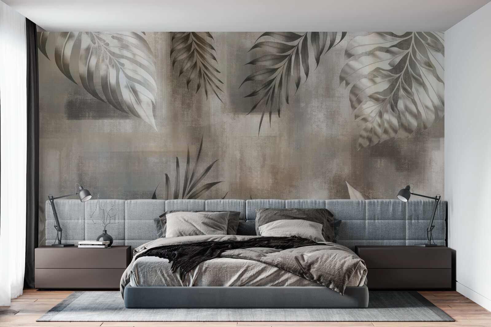 Fototapeta Monstera listy v čiernej a bielej