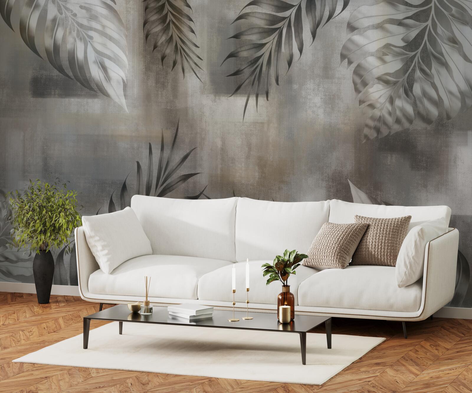 Fototapeta Monstera listy v čiernej a bielej