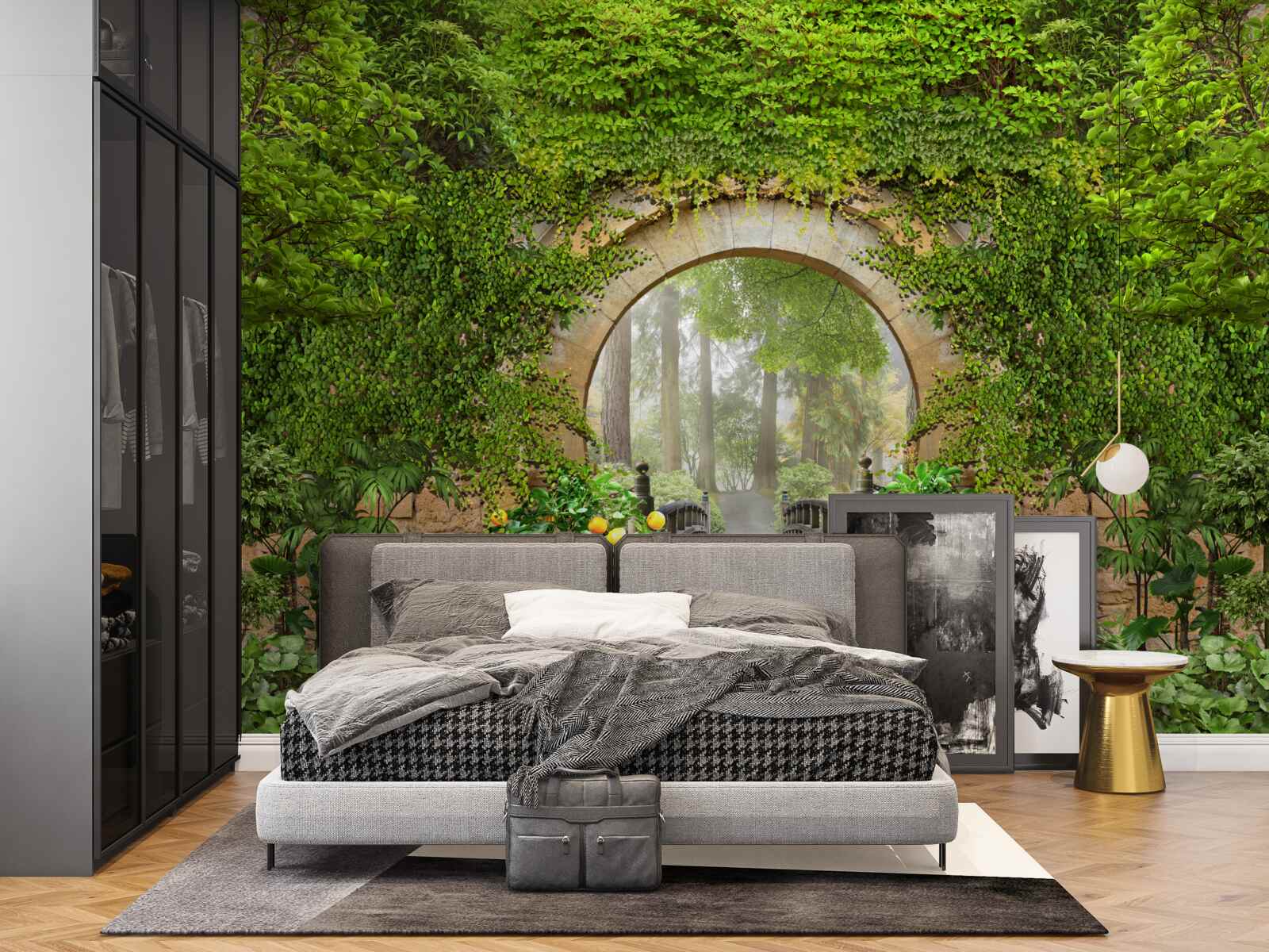 Fototapeta zarastený zelený oblúk v lese