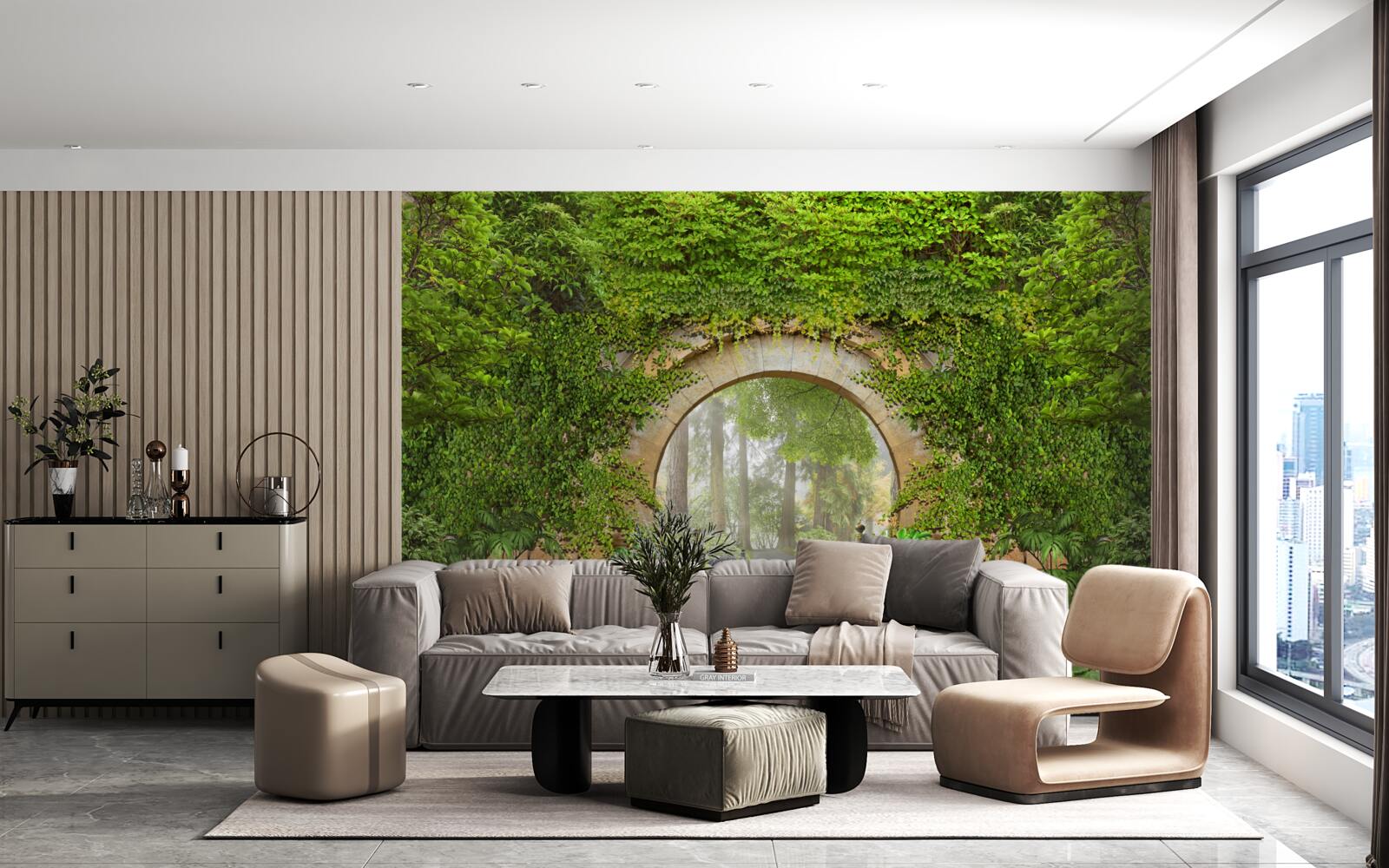 Fototapeta zarastený zelený oblúk v lese