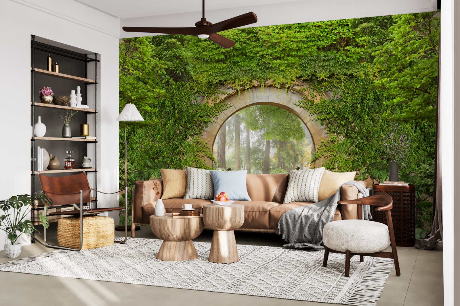 Fototapeta zarastený zelený oblúk v lese