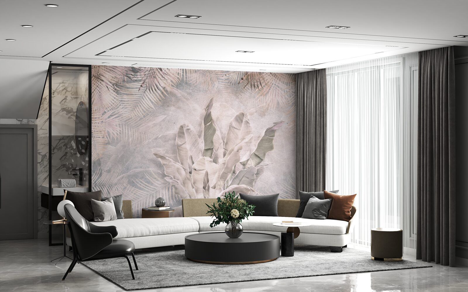 Fototapeta kompozícia s tropickými listami