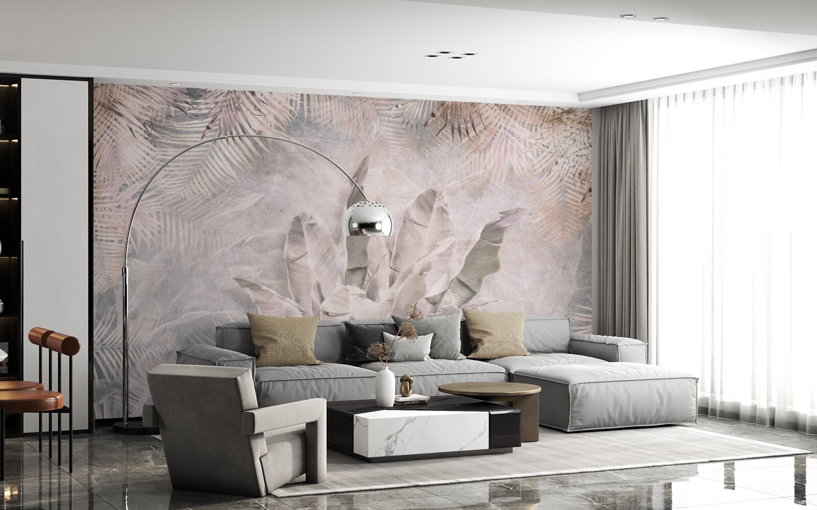 Fototapeta kompozícia s tropickými listami