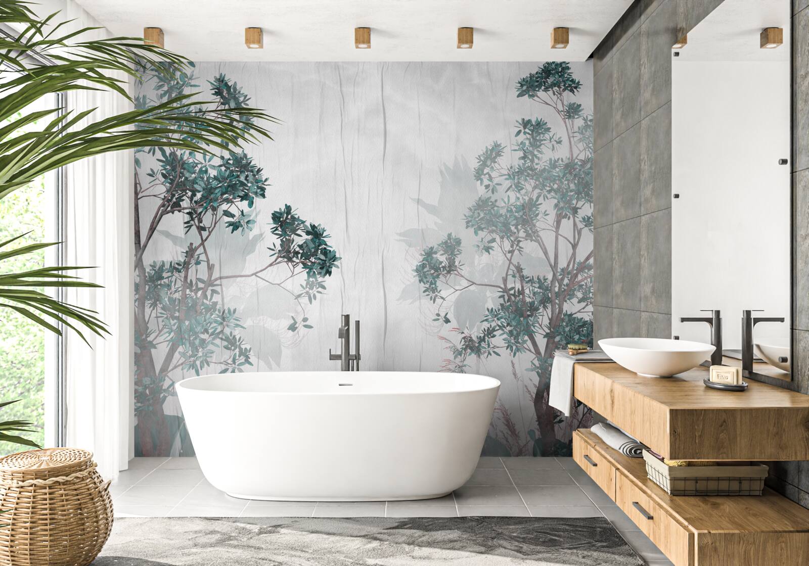 Fototapeta les je zahalený daždivým počasím