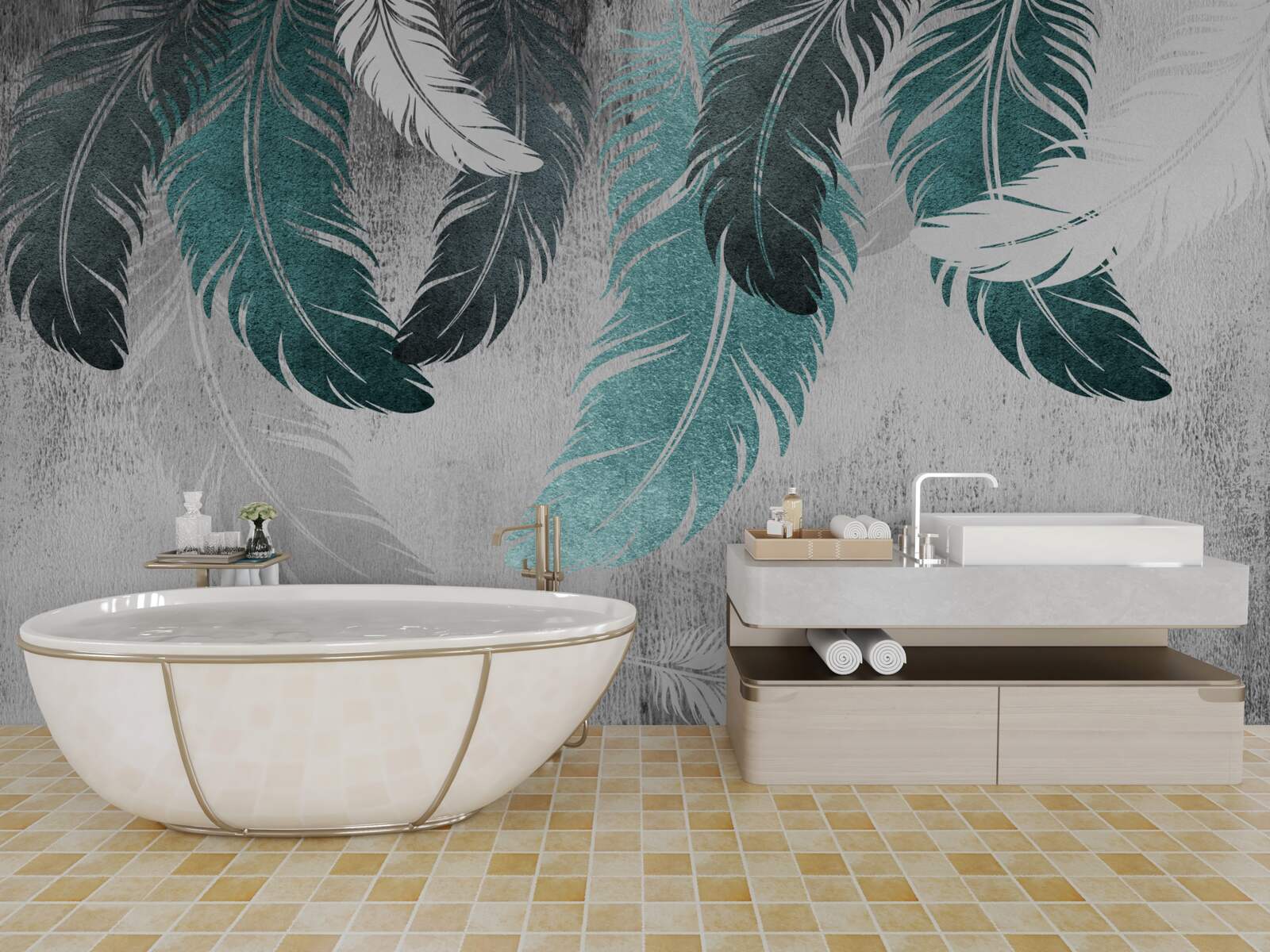 Fototapeta veľké perovité listy opadávajú