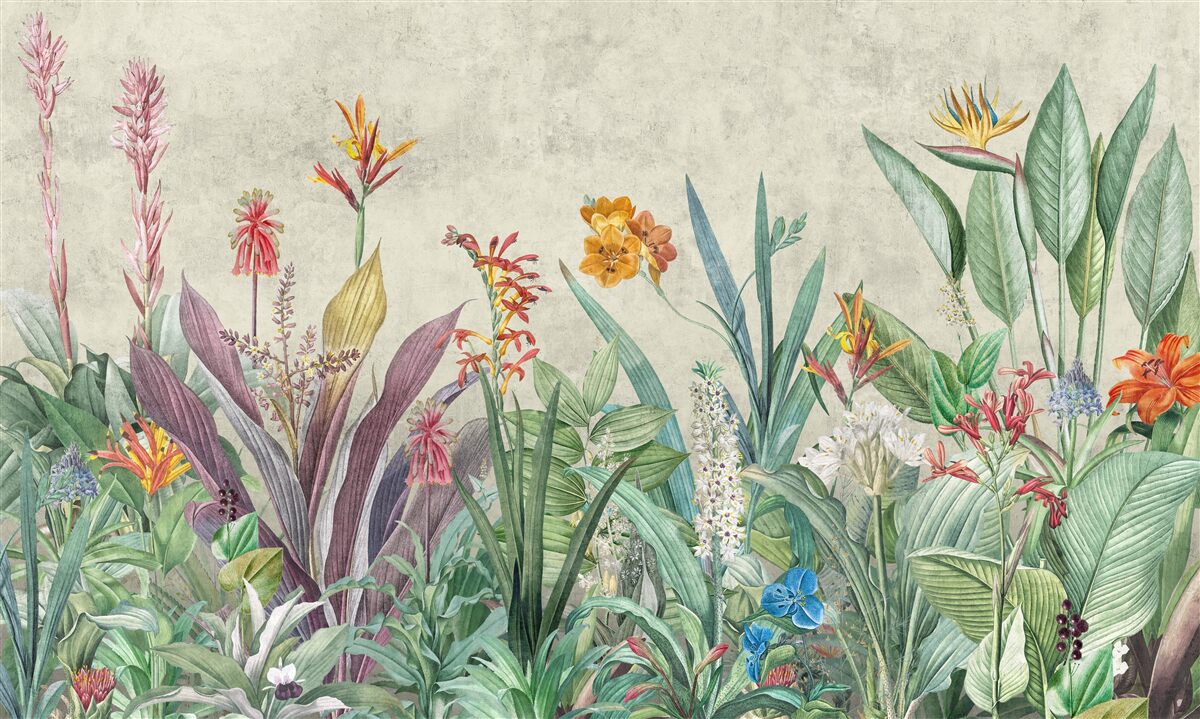 Fototapeta tropická zelená s kvetmi