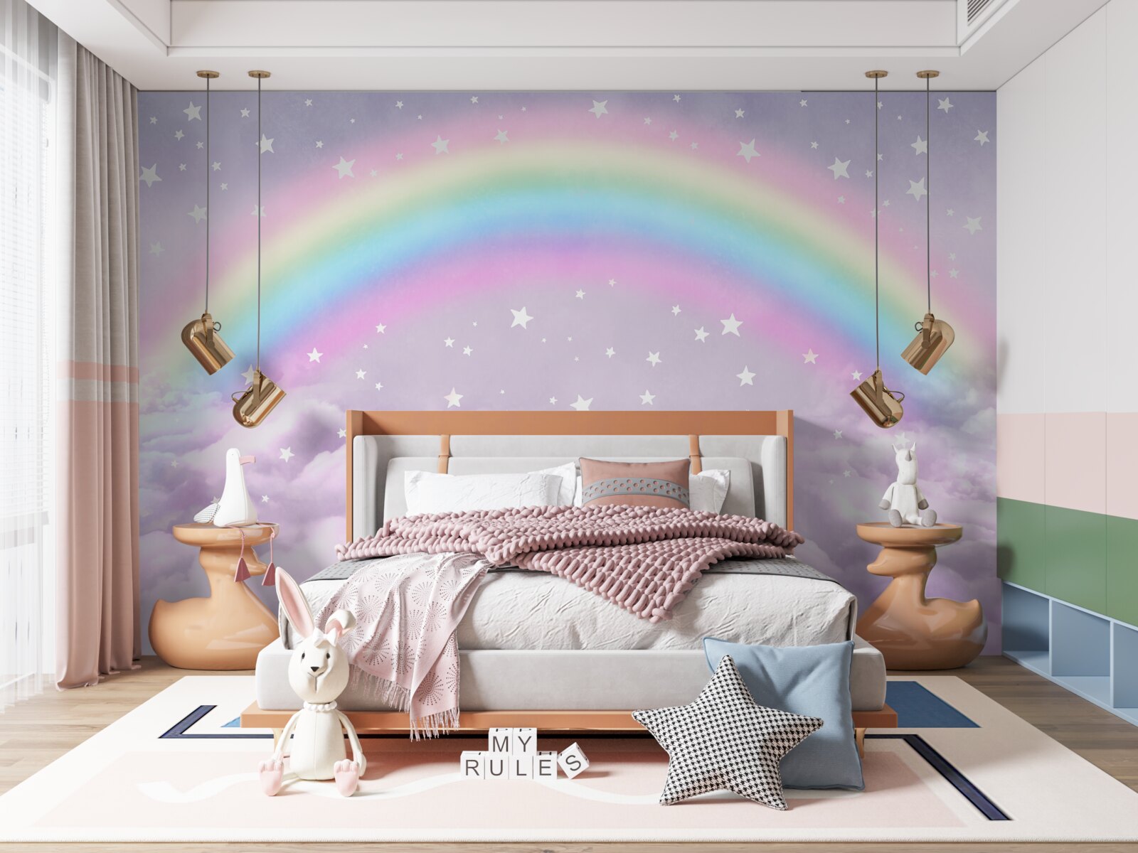 Fototapeta oblaky pod dúhou