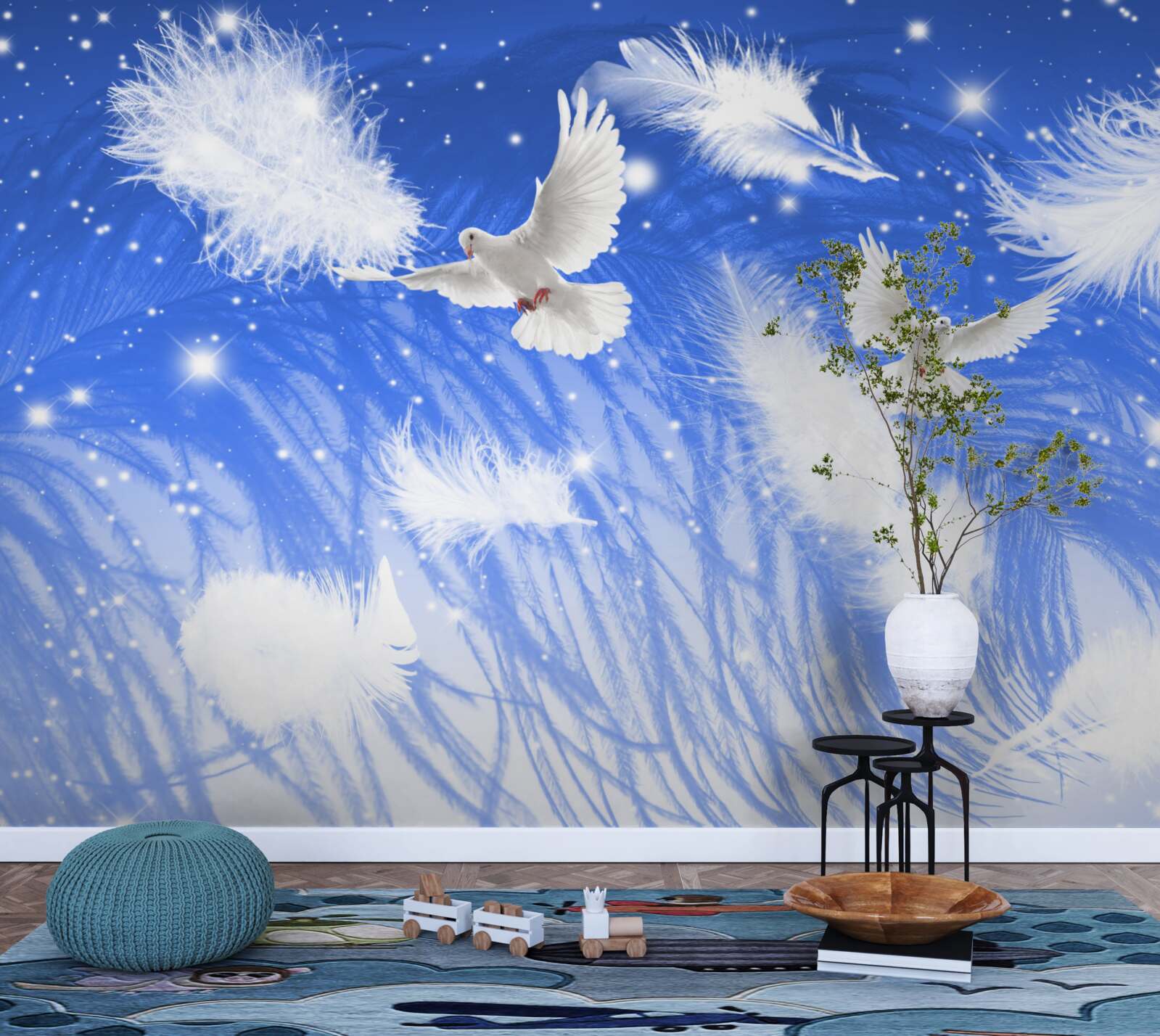 Fototapeta pohybujúce sa v atmosfére jasných vtákov a ich operenia