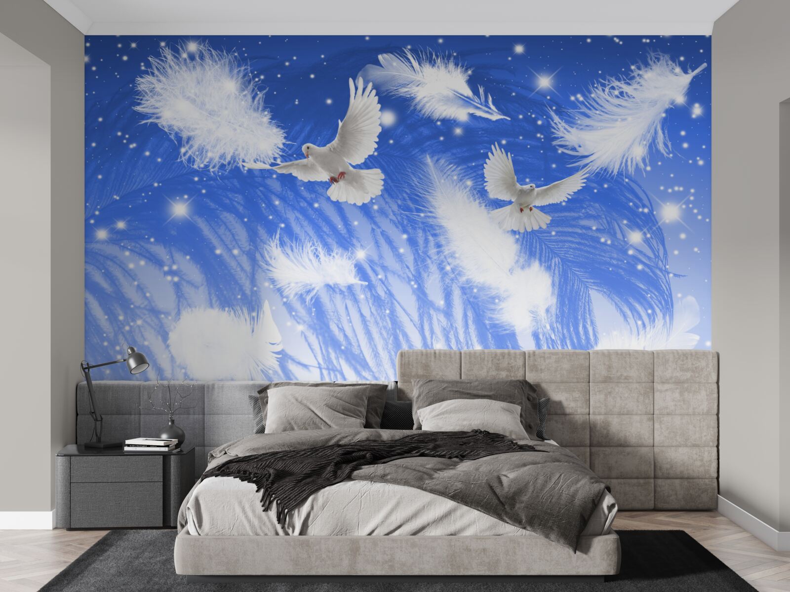 Fototapeta pohybujúce sa v atmosfére jasných vtákov a ich operenia