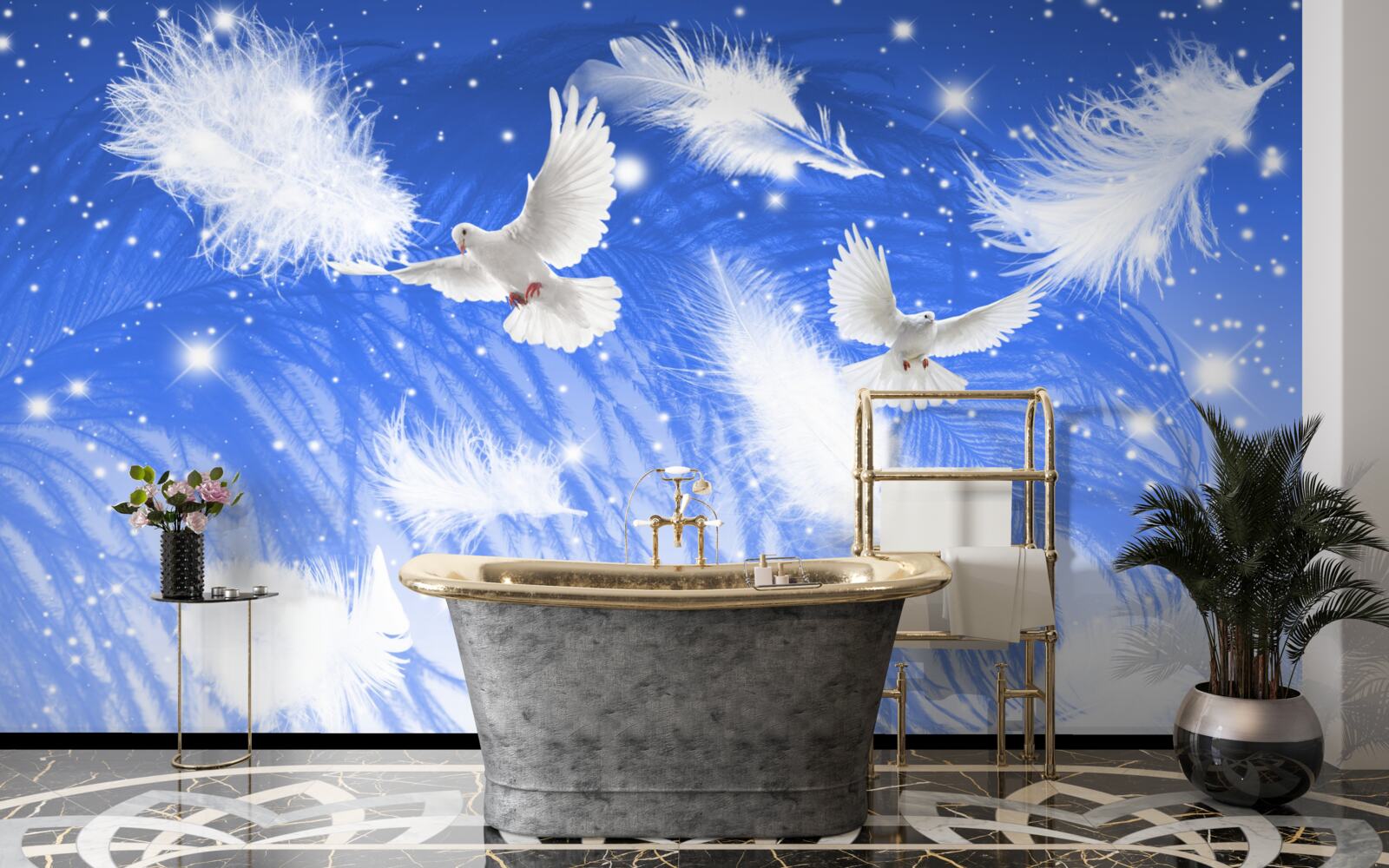 Fototapeta pohybujúce sa v atmosfére jasných vtákov a ich operenia