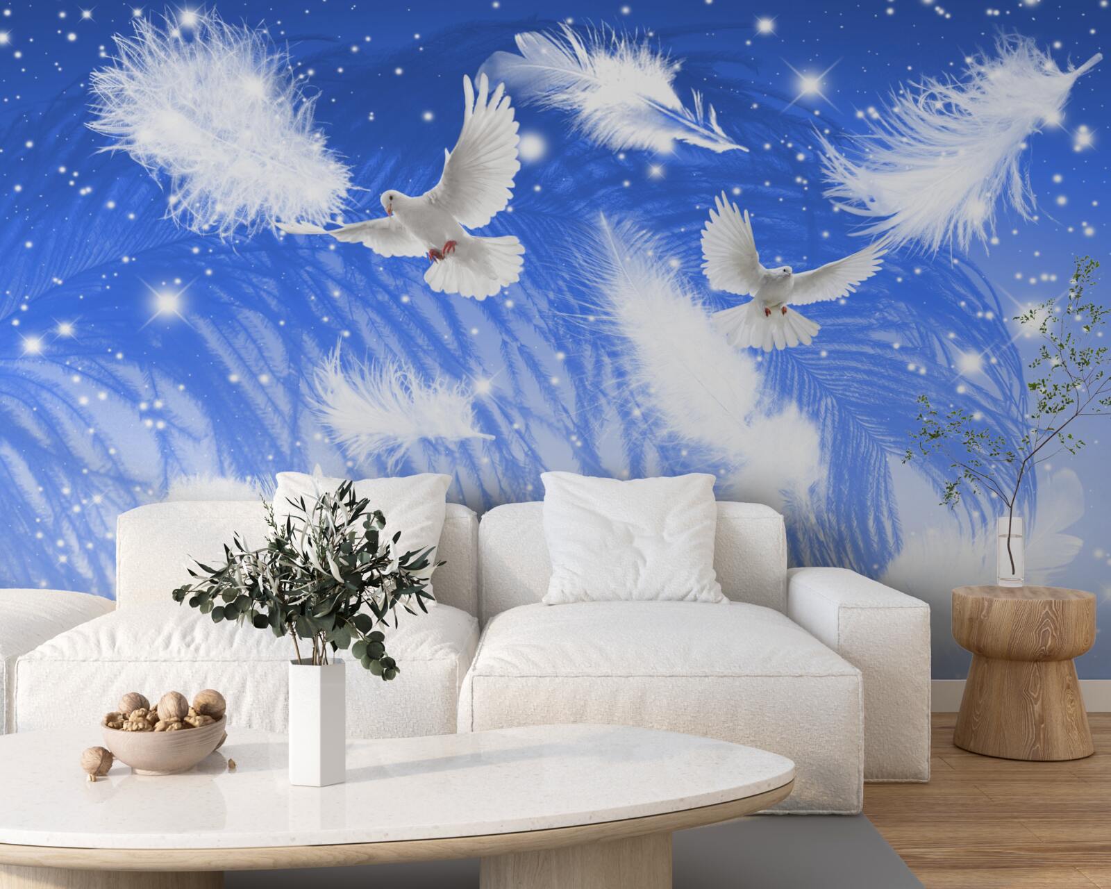 Fototapeta pohybujúce sa v atmosfére jasných vtákov a ich operenia