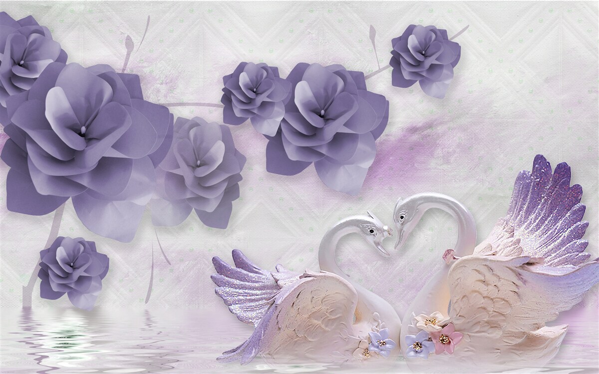 Fototapeta jemné púčiky a ľahké labute na vodnej hladine