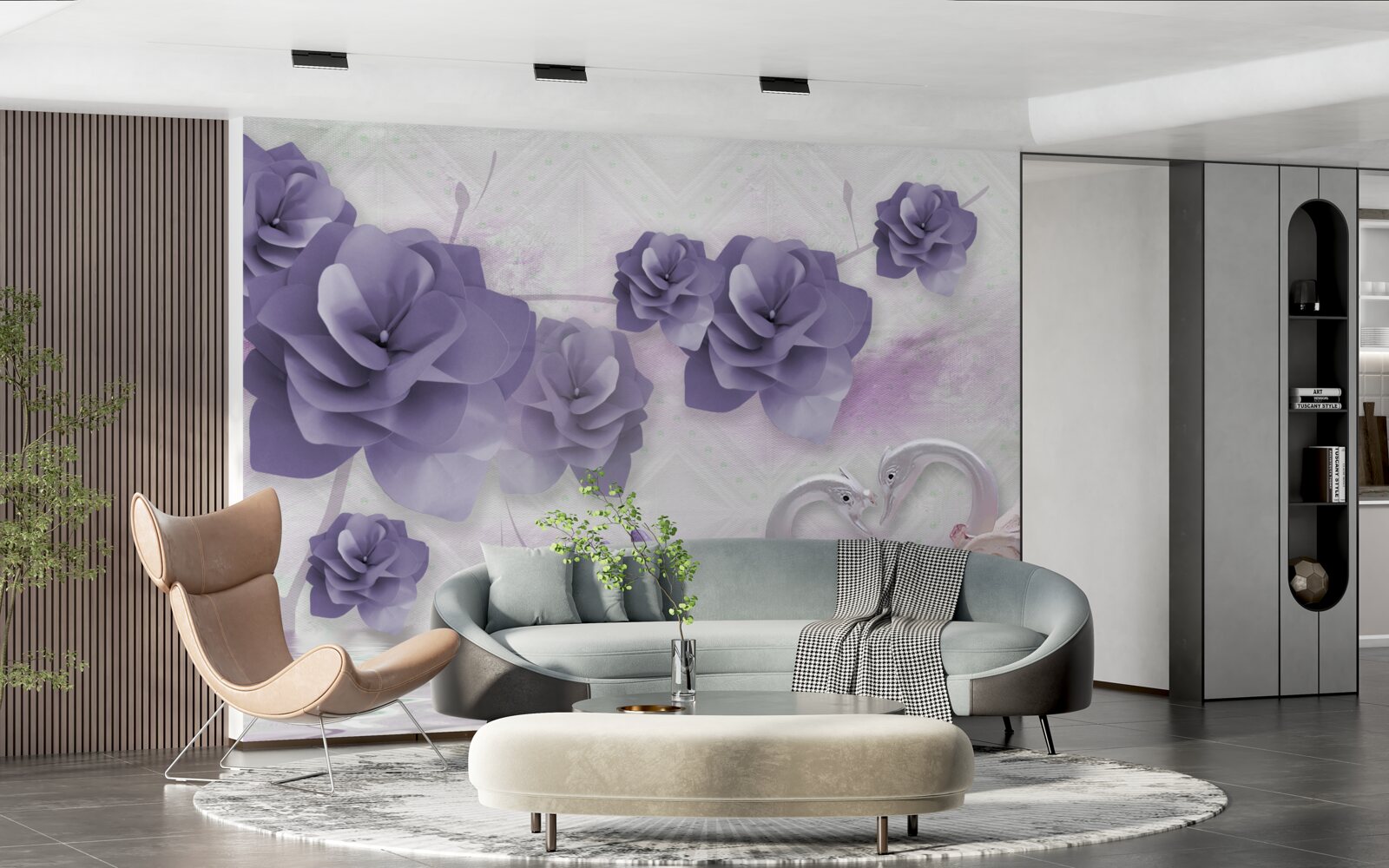 Fototapeta jemné púčiky a ľahké labute na vodnej hladine